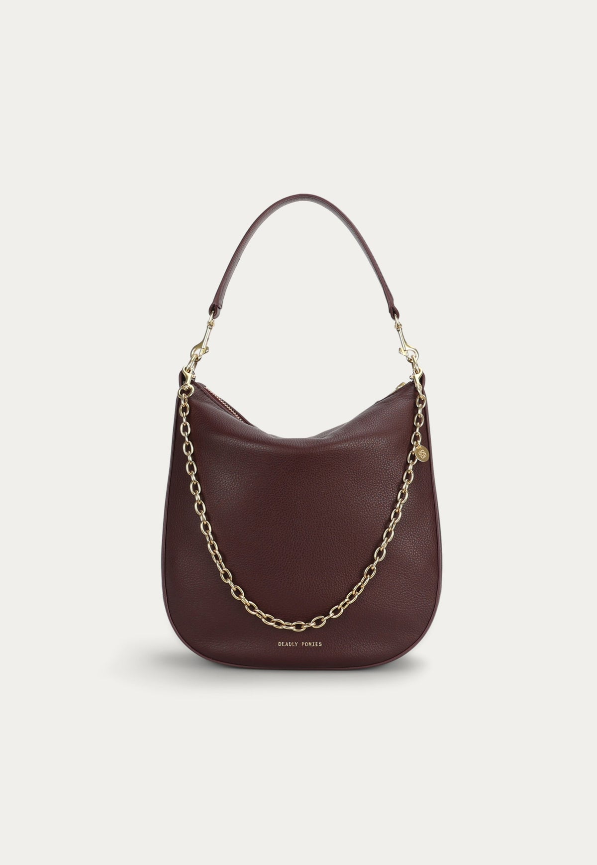 Deadly Ponies Medium Sling Bag in Dark Cherry, crafted from premium calf nappa leather.