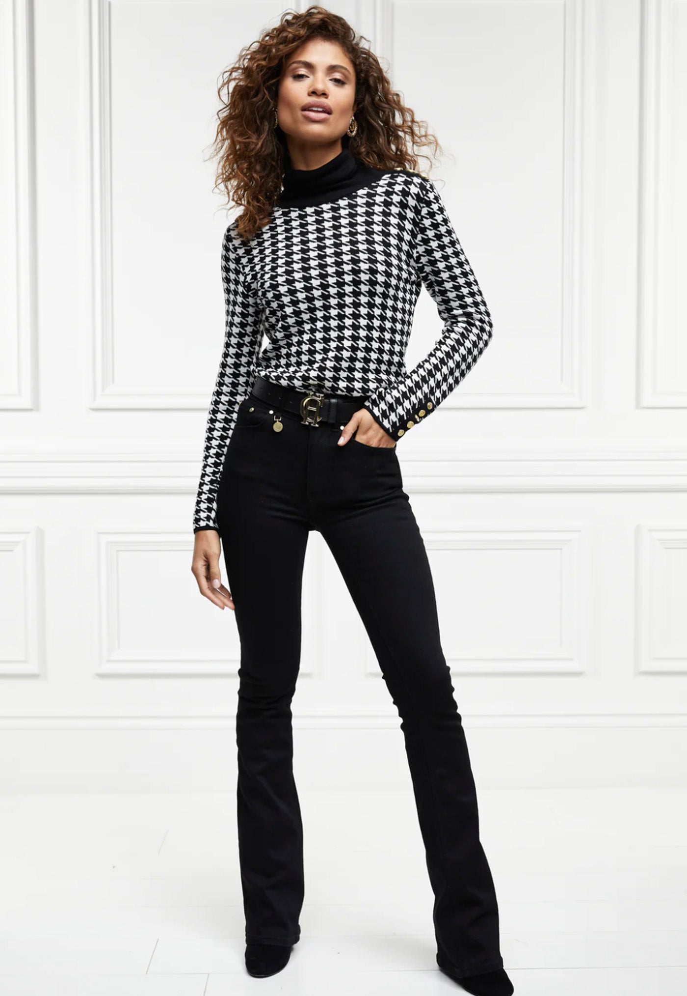 Classic Roll Neck Knit - Houndstooth sold by Angel Divine