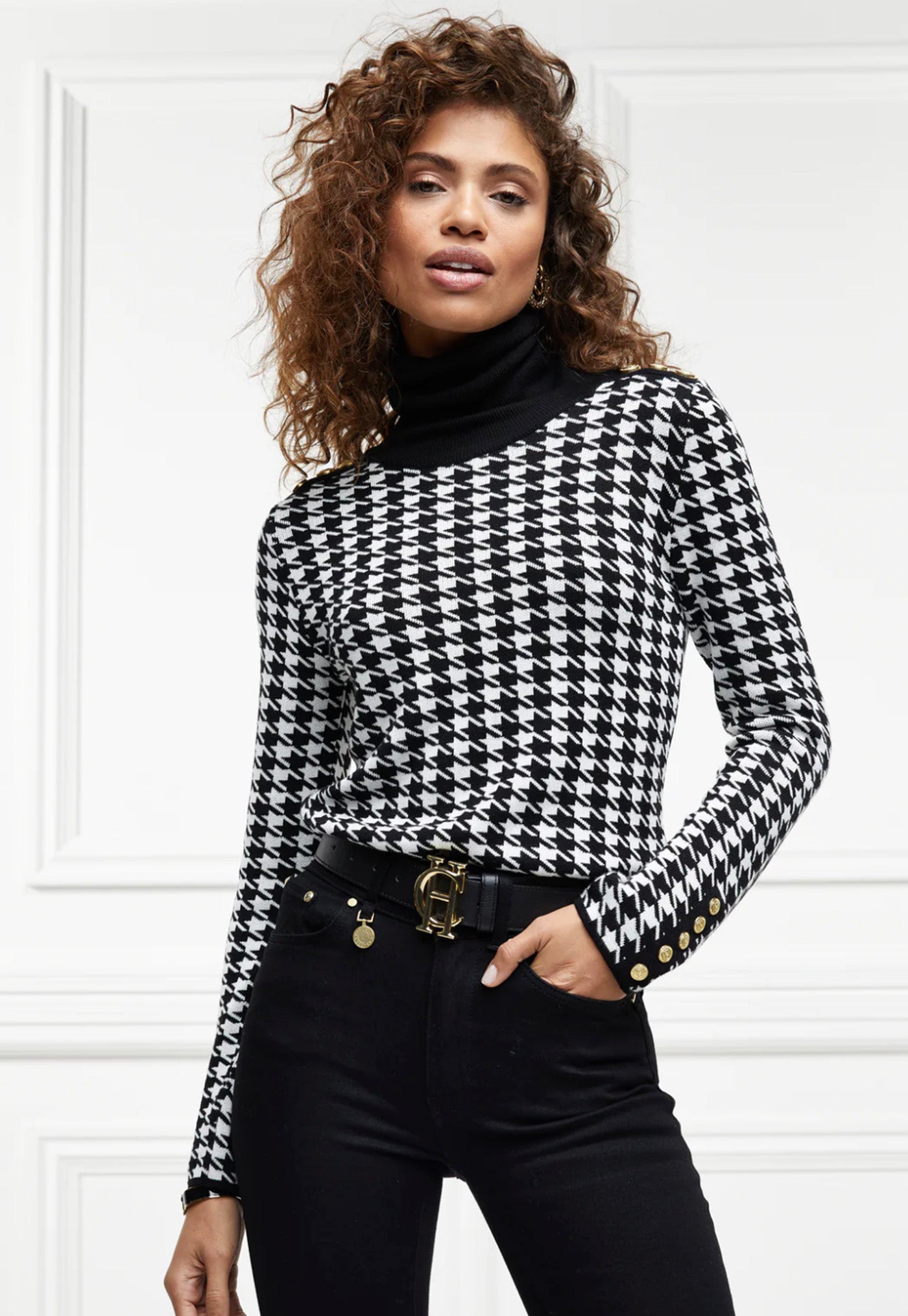 Classic Roll Neck Knit - Houndstooth sold by Angel Divine