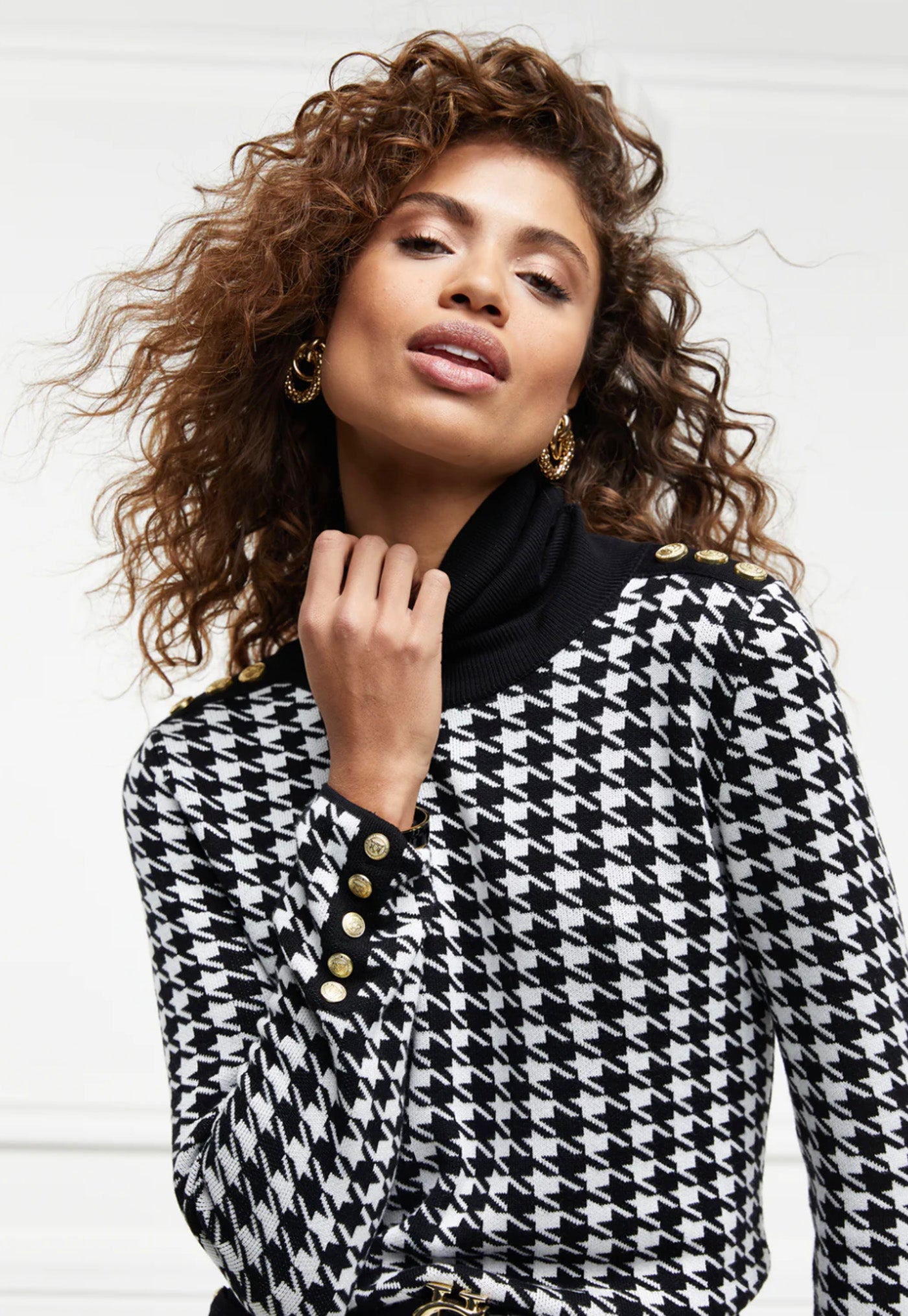 Classic Roll Neck Knit - Houndstooth sold by Angel Divine