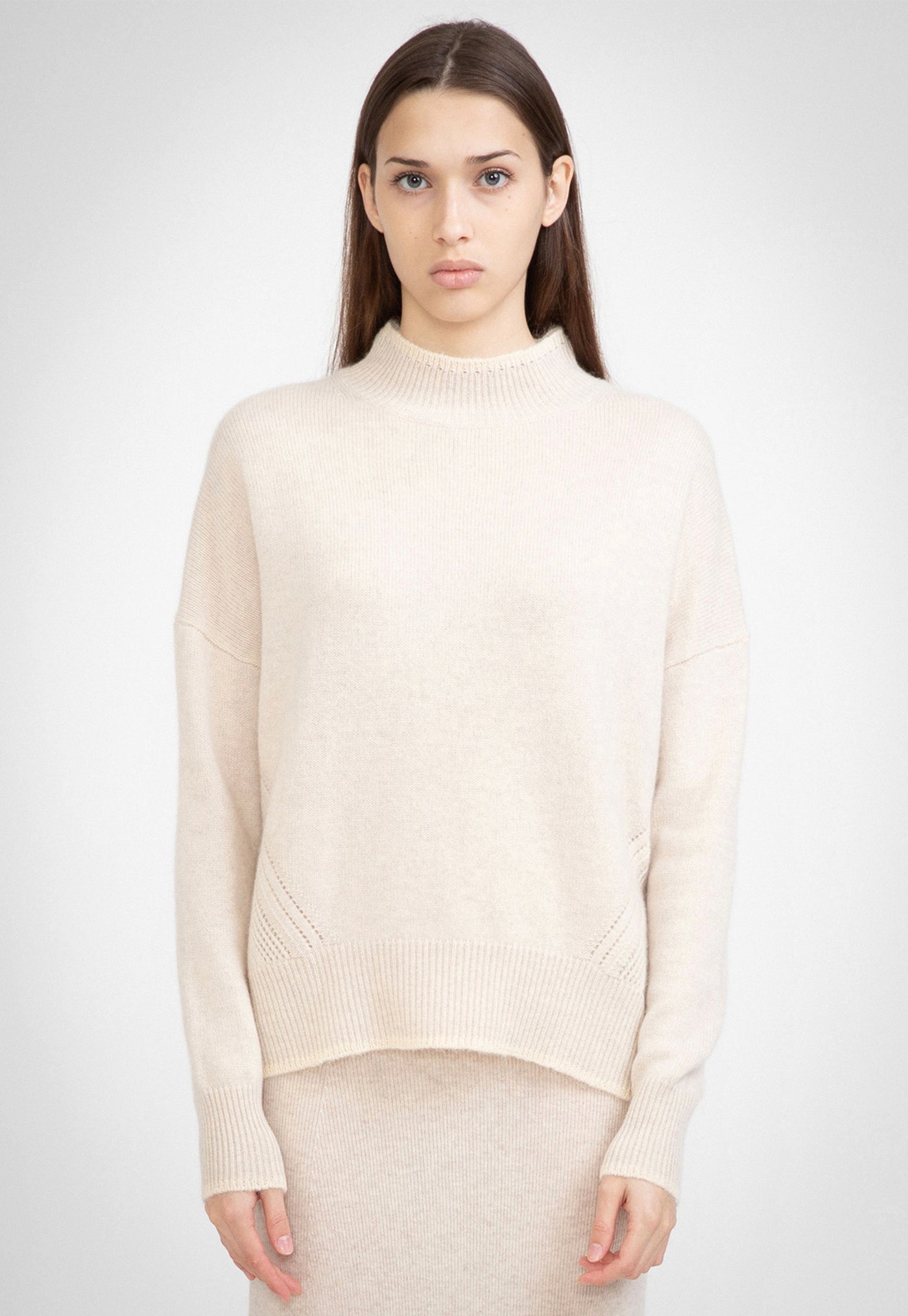 N.08 Cashmere Contrast Funnel Neck Sweater - Shell sold by Angel Divine