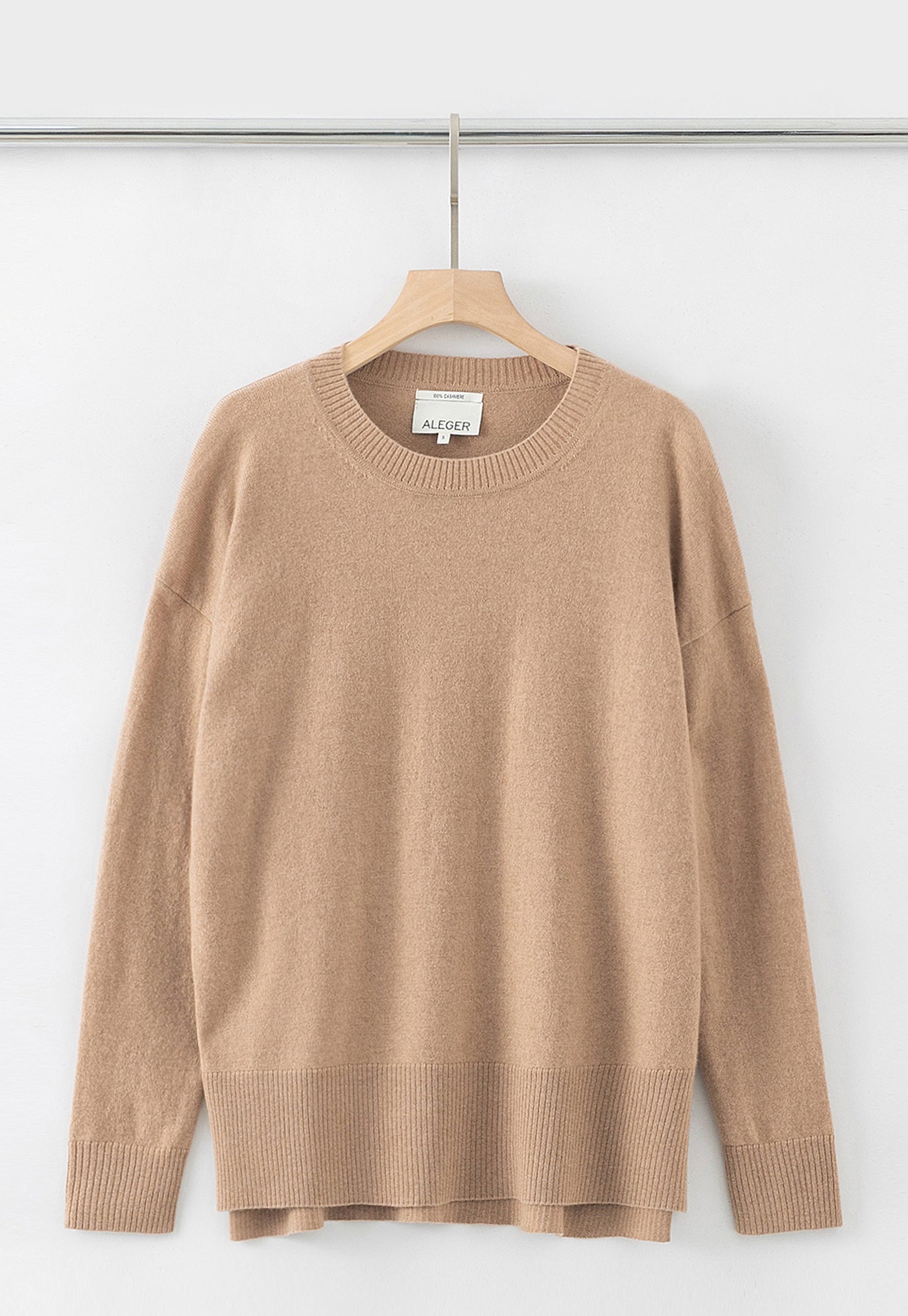 N.39 Cashmere High Low Hem Crew - Tan sold by Angel Divine