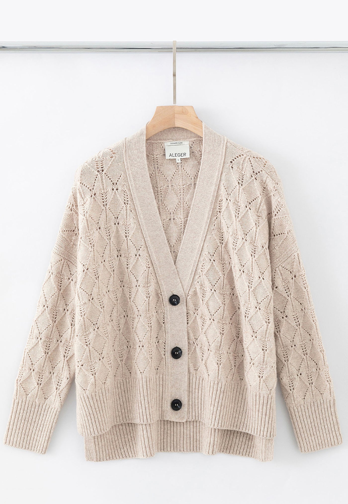 N.101 Cashmere Diamond Cardigan - Oats sold by Angel Divine
