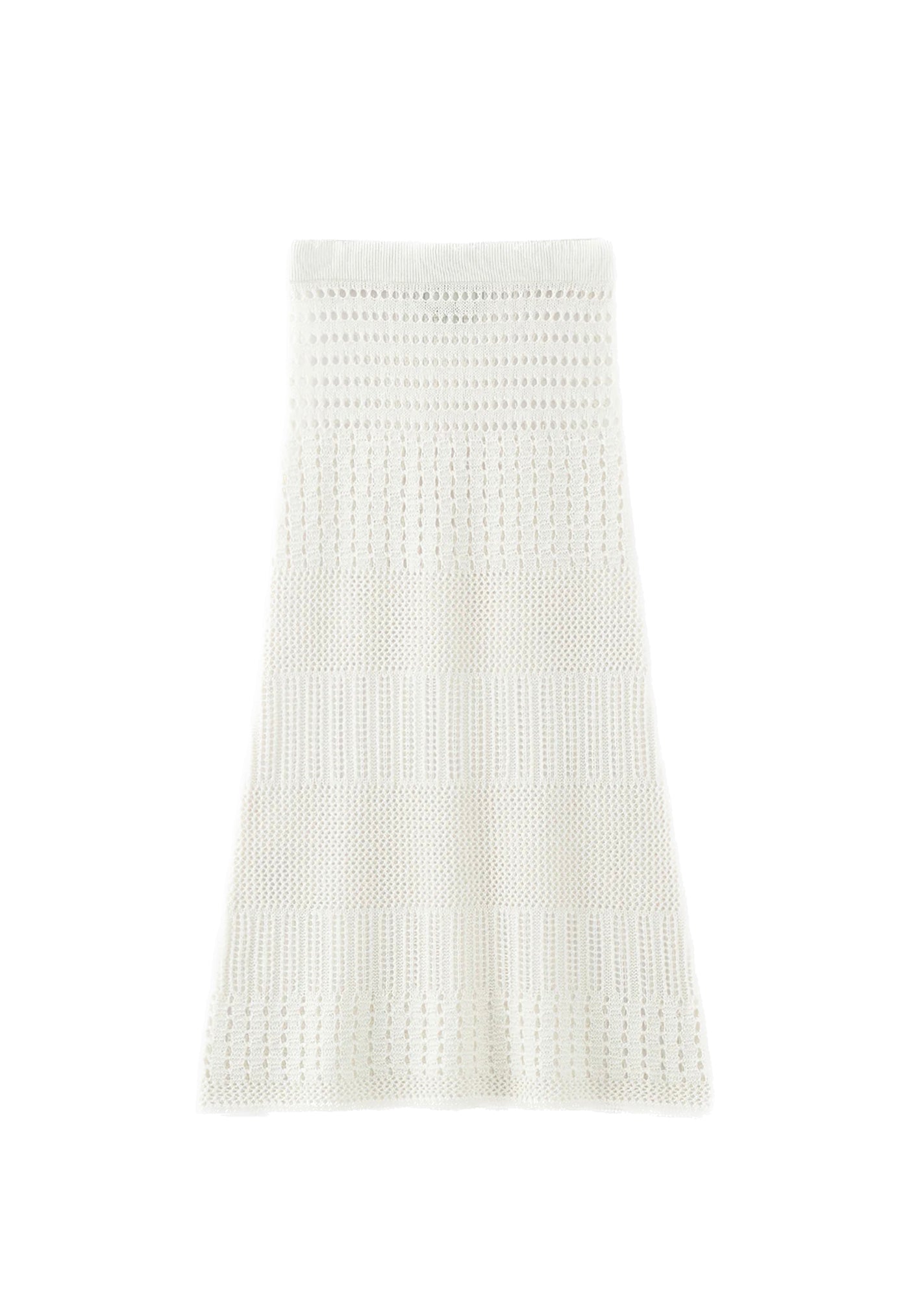 N.253 White Stripe Mock Crochet Skirt - Ivory