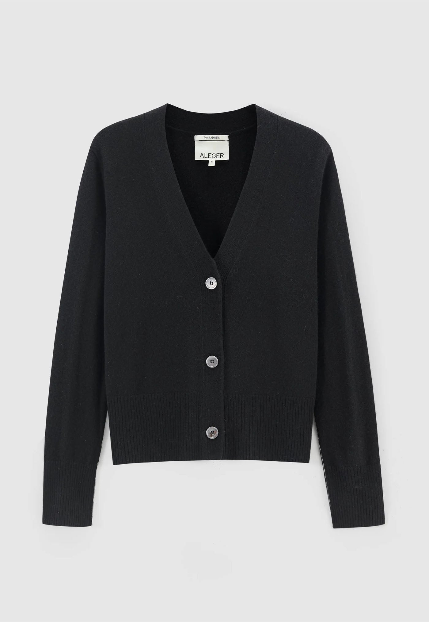 145 Cashmere Seam Detail Cardi - Black
