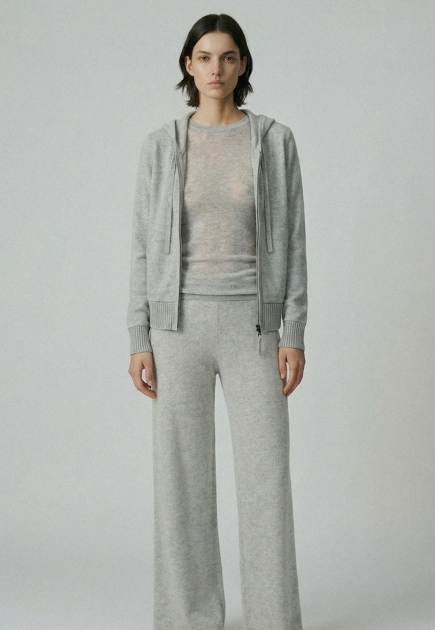 496 Cashmere Blend Weekend Hoody - Polar Grey