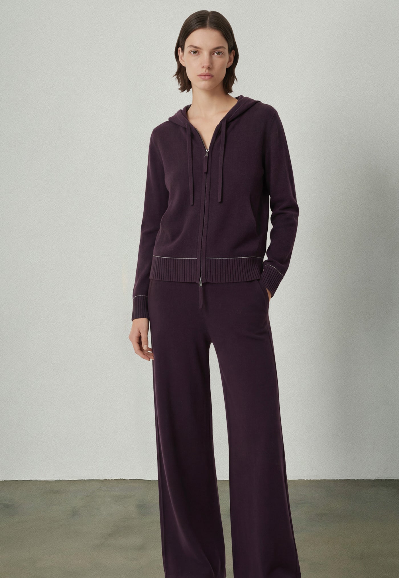 496 Cashmere Blend Weekend Hoody - Merlot