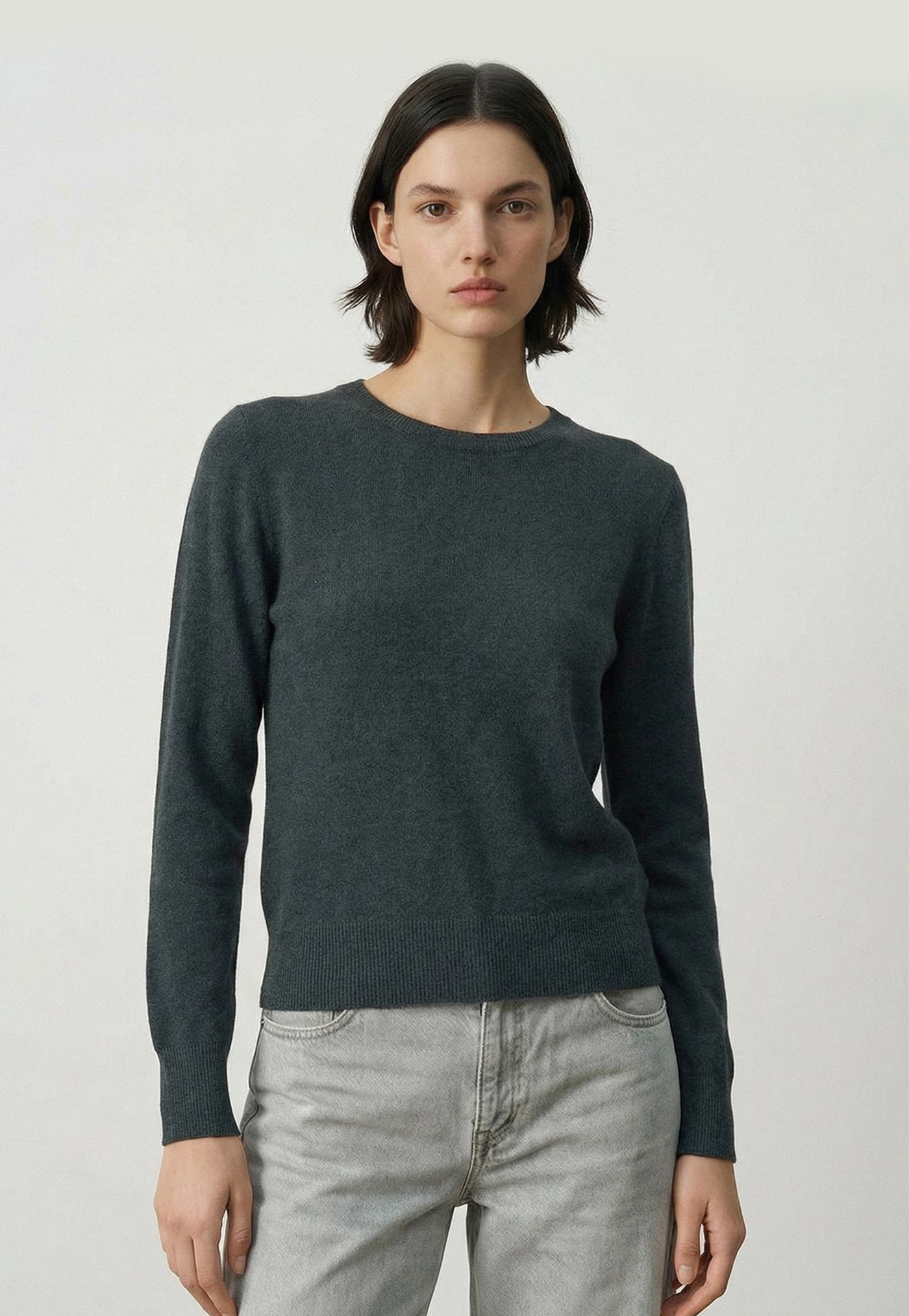 407 Cashmere Classic Crew - Kale