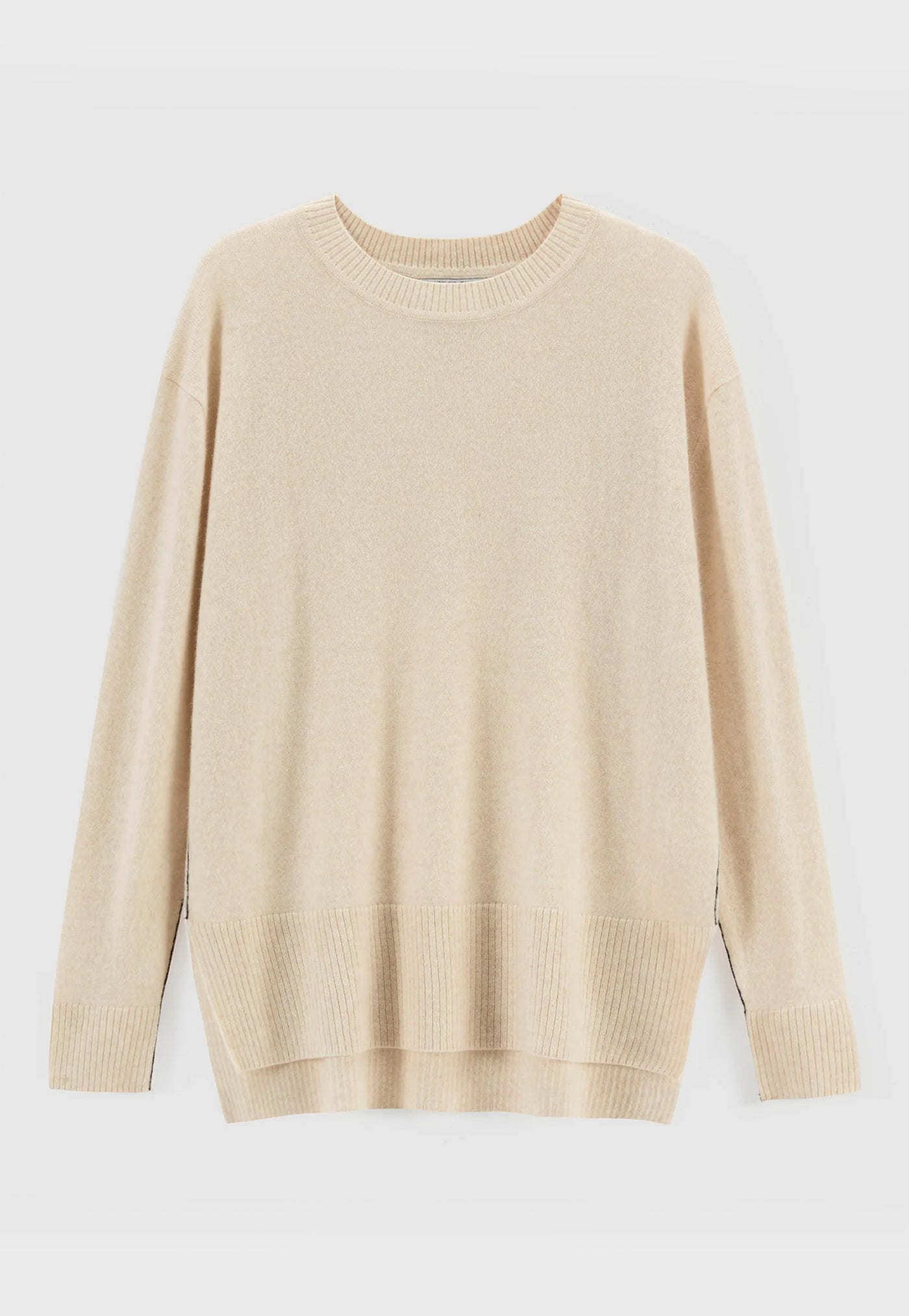 N.284 Cashmere High Low Crew - Pearl Shell