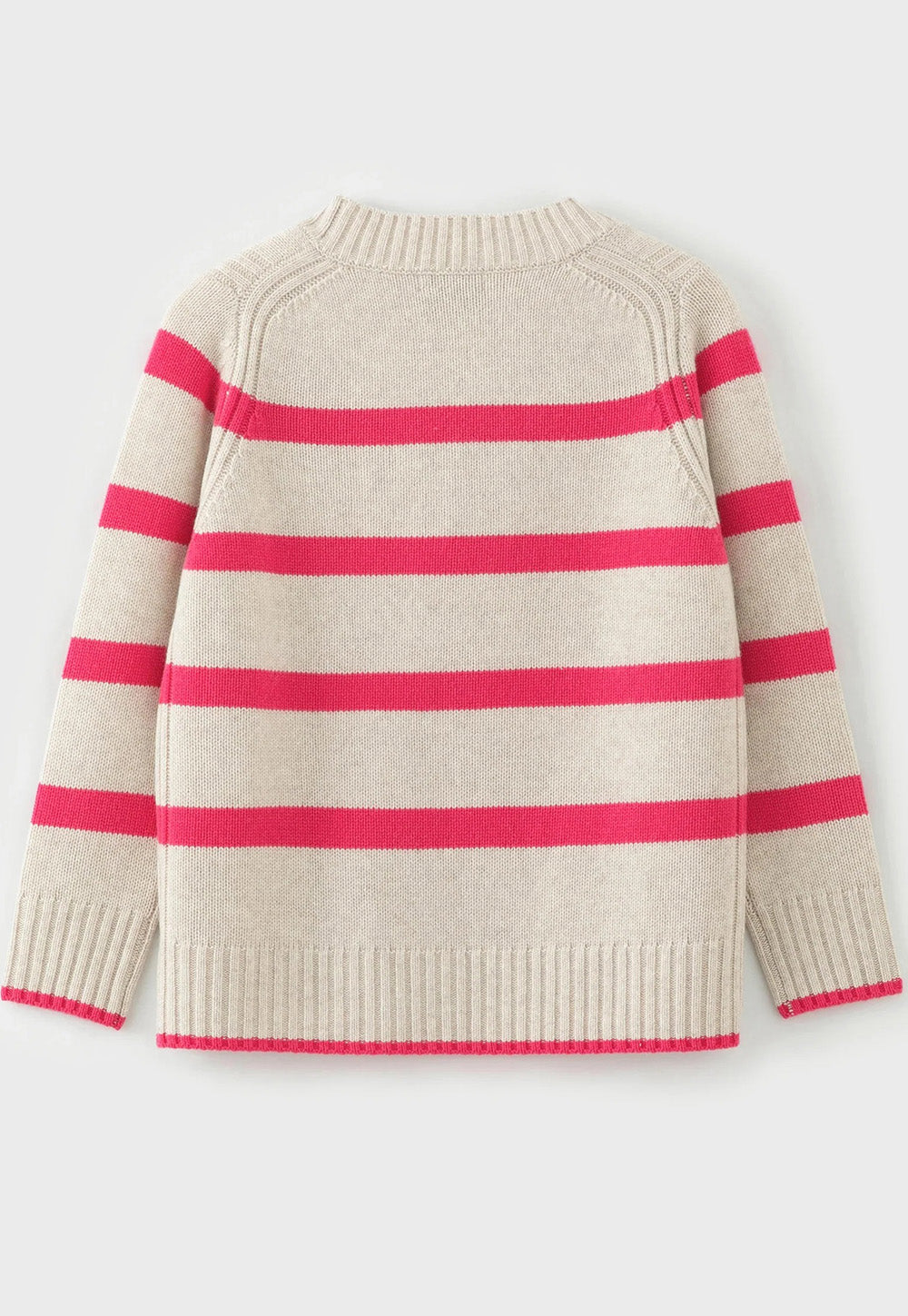 N.327 Cashmere Blend Stripe V Neck - Pink Flash