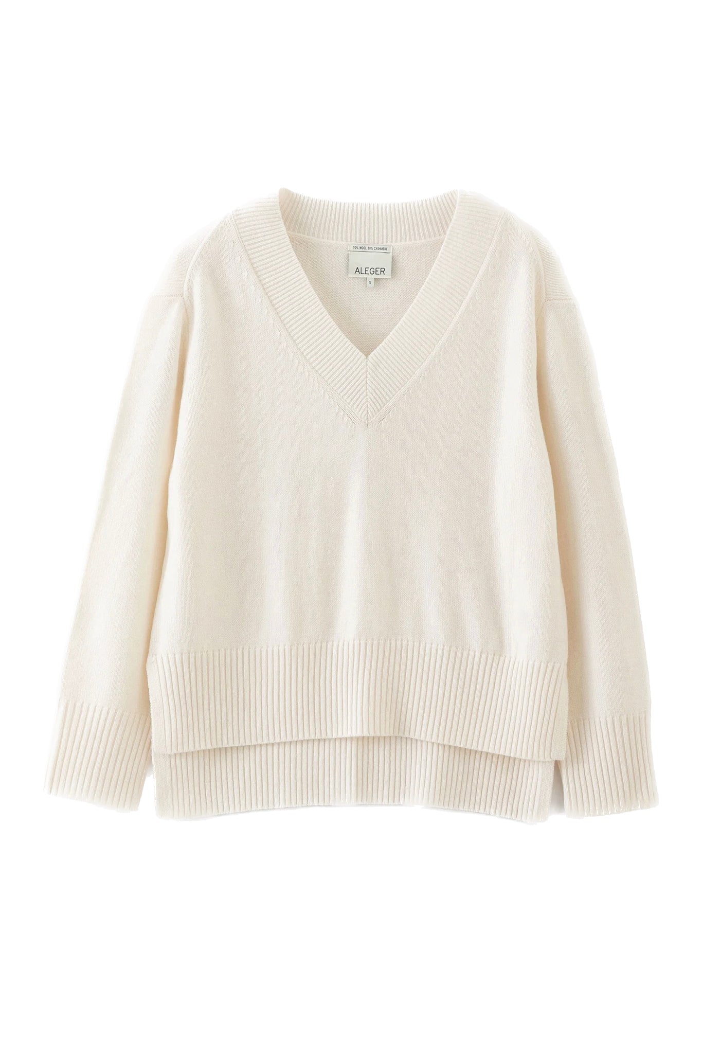 N.136 Cashmere Blend V Neck - Winter White