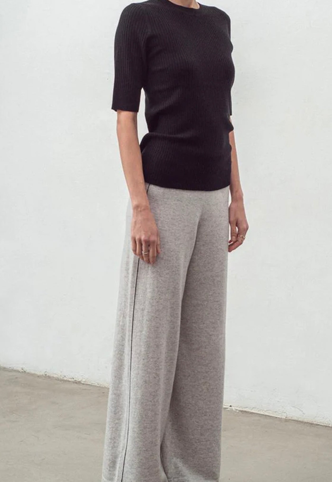 N.177 Wide Leg Cashmere Pants - Polar