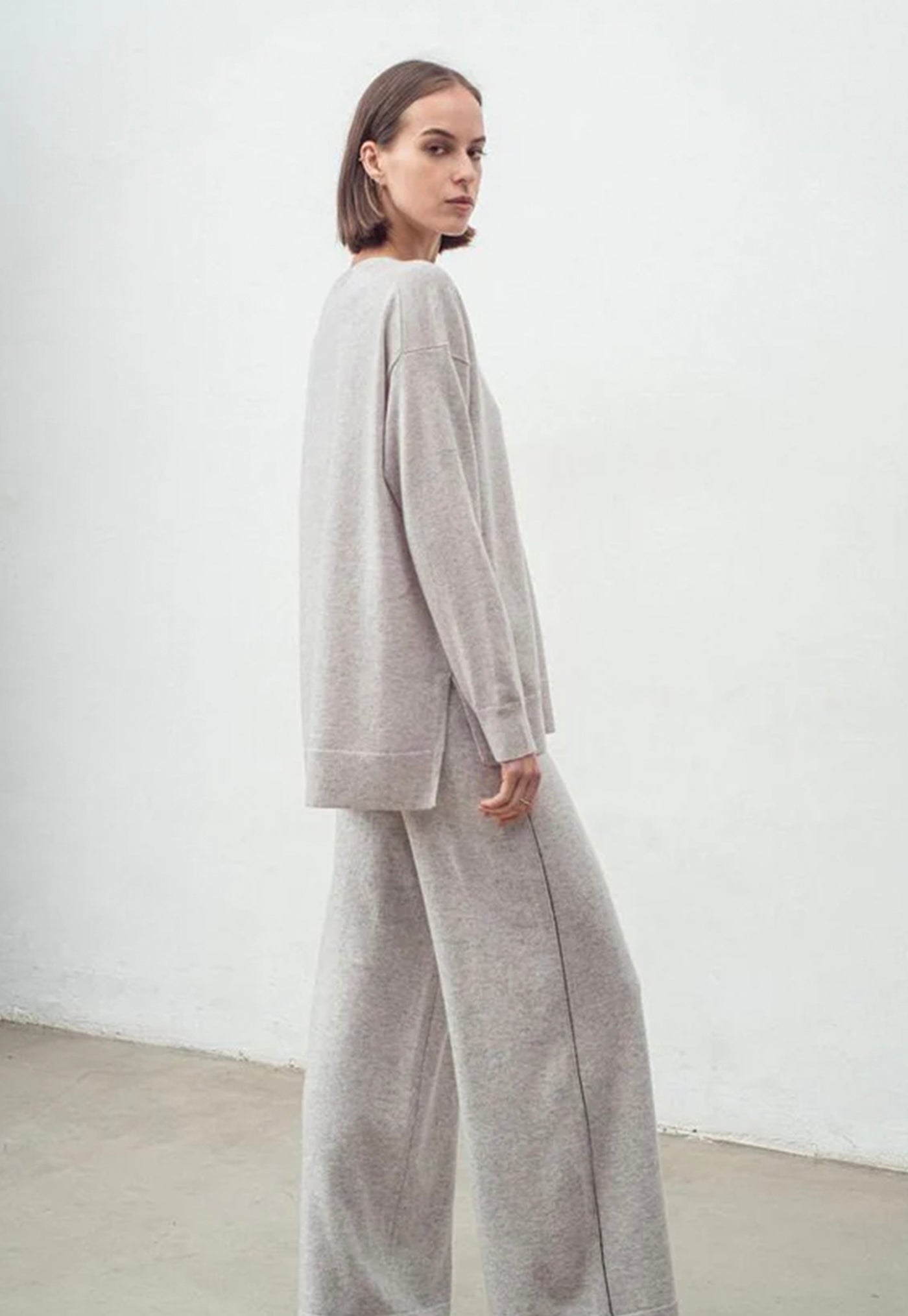 N.497 Cashmere Blend Side Stitch Pant - Polar Grey