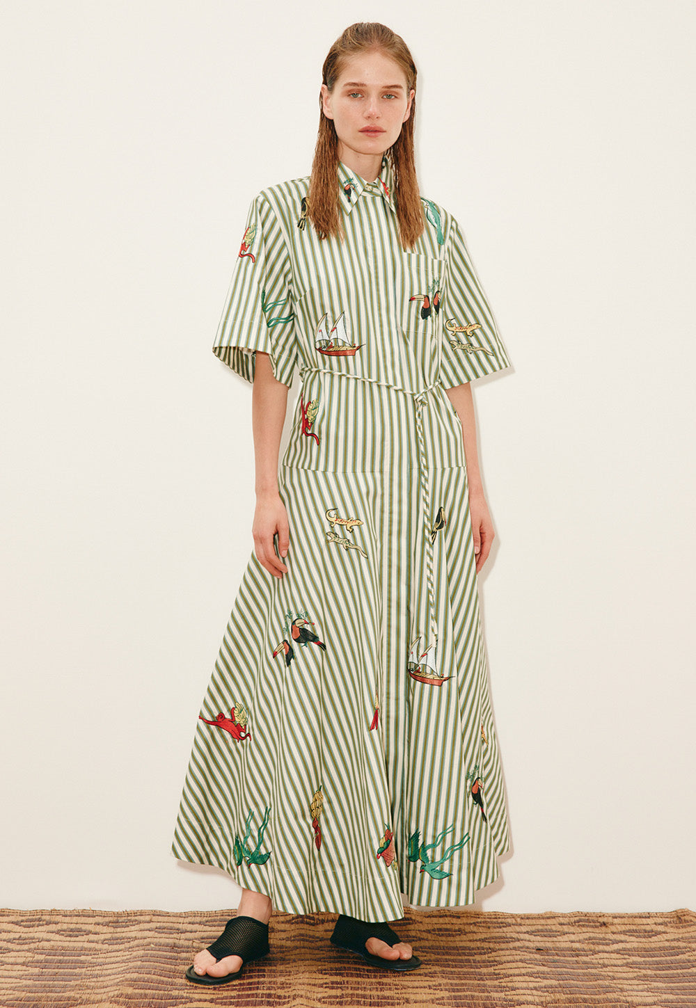Bisou Embroidered Shirtdress - Stripe
