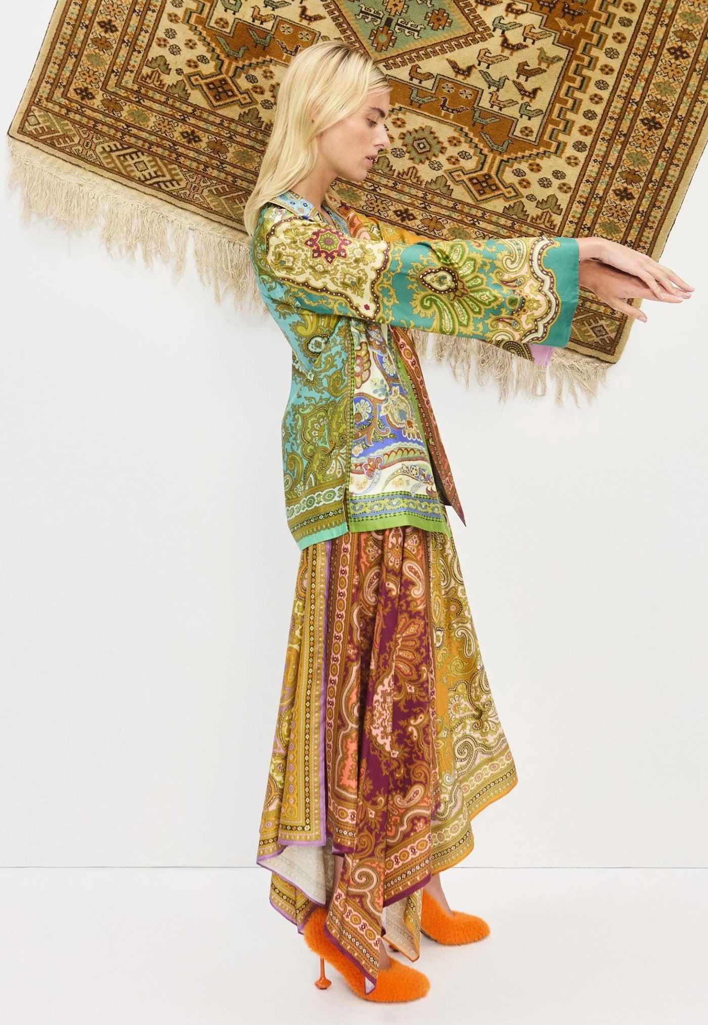 Clemenza Spliced Silk Shirt - Multi