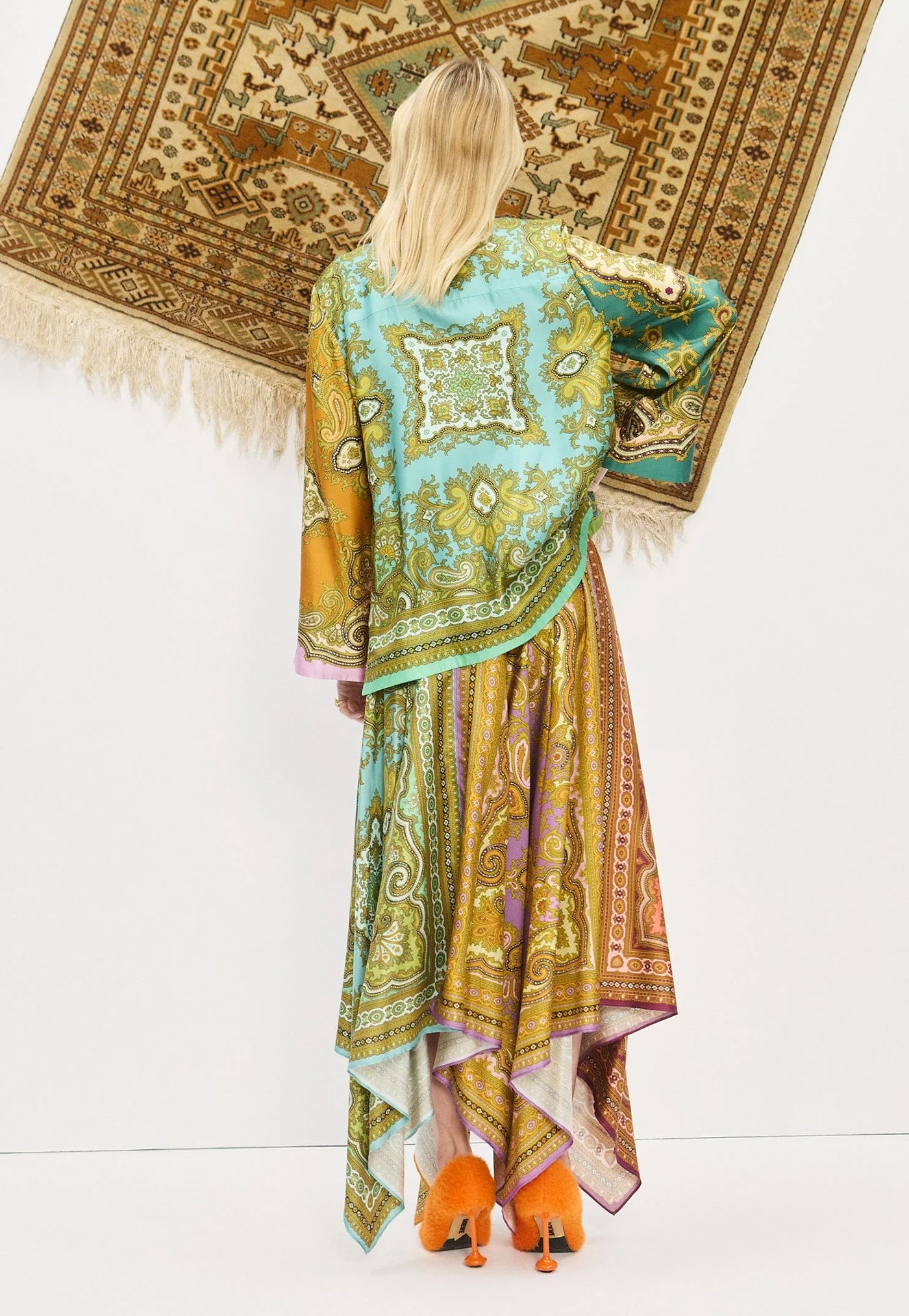 Clemenza Spliced Silk Shirt - Multi
