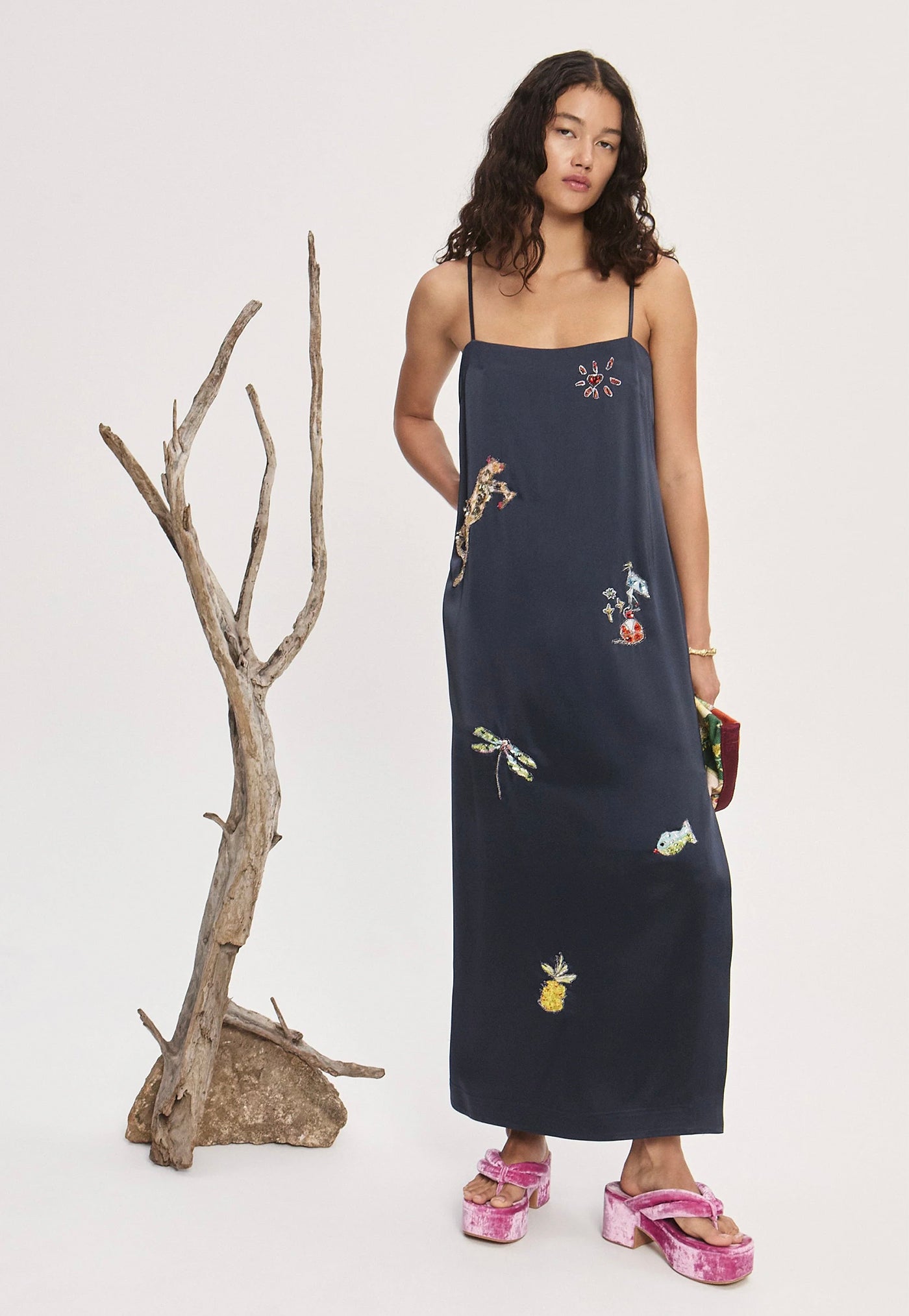 Fontaine Slip Midi Dress - Navy