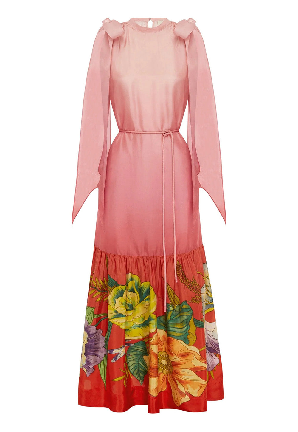 Inez Silk Gown - Pink Ombre