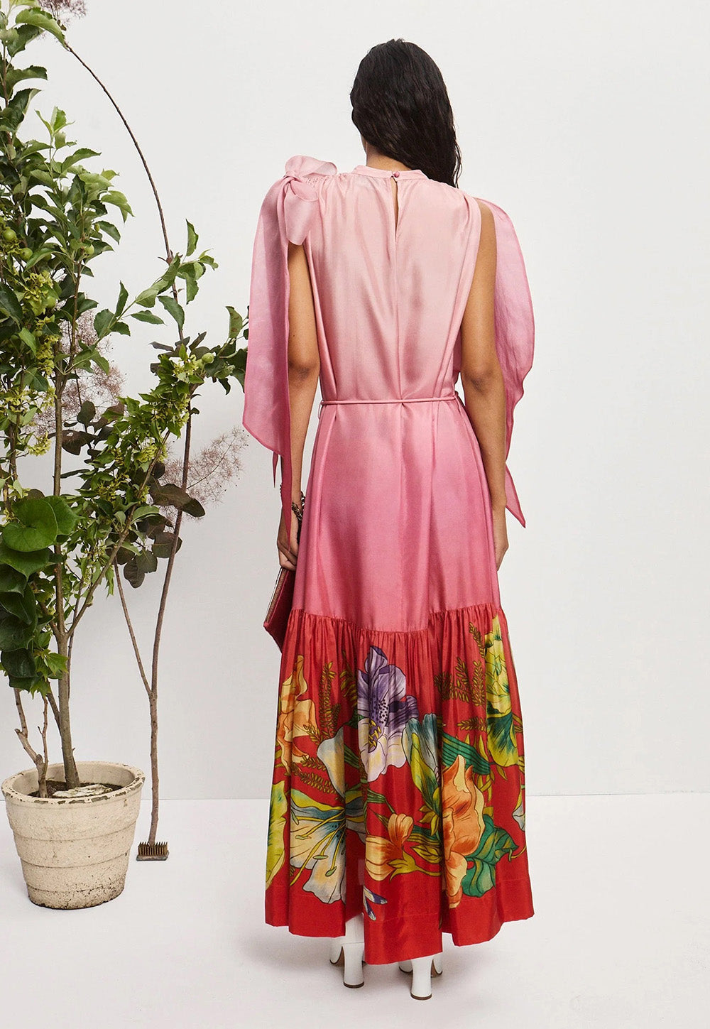 Inez Silk Gown - Pink Ombre