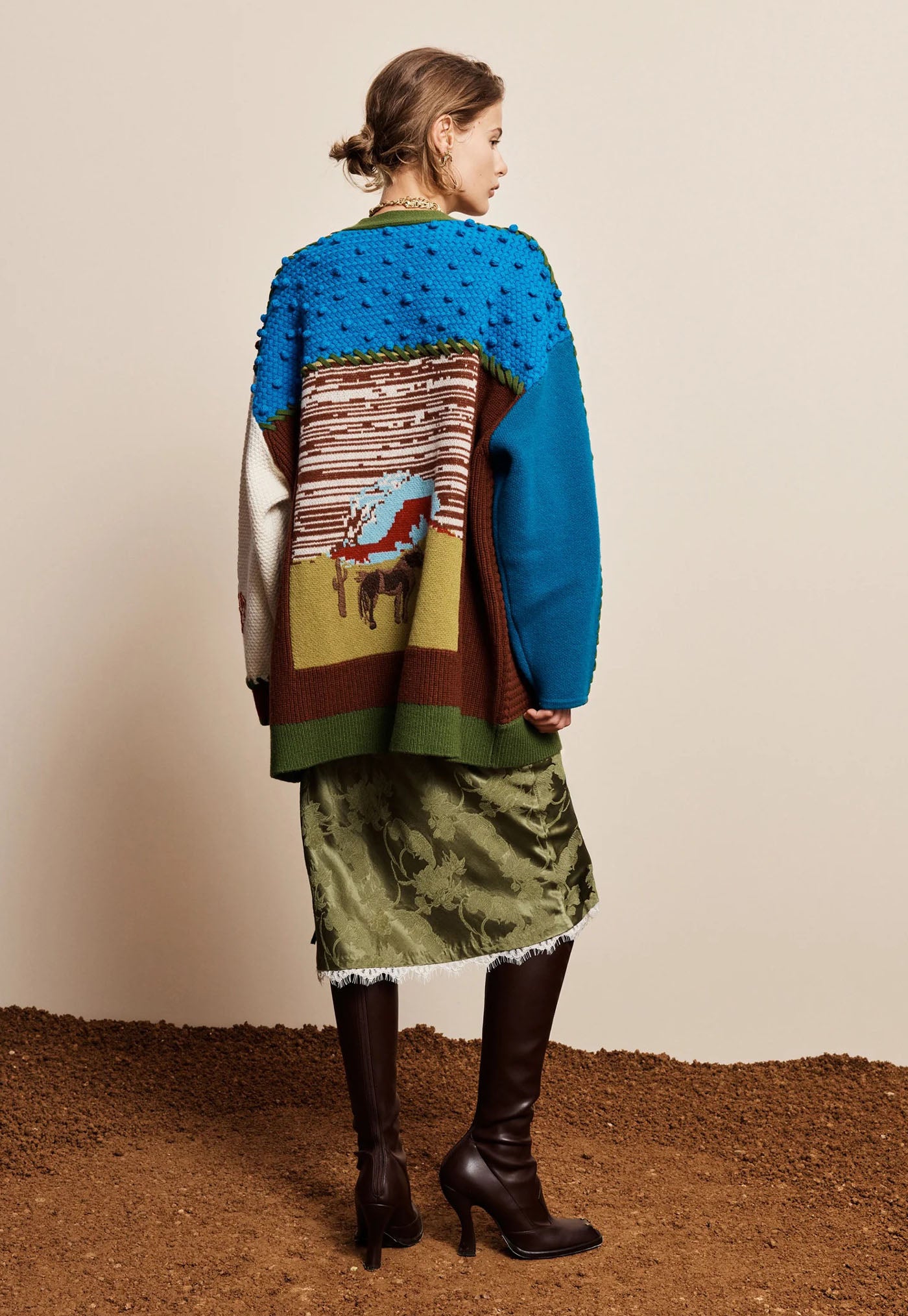 Lasso Patchwork Knit Cardigan - Multi
