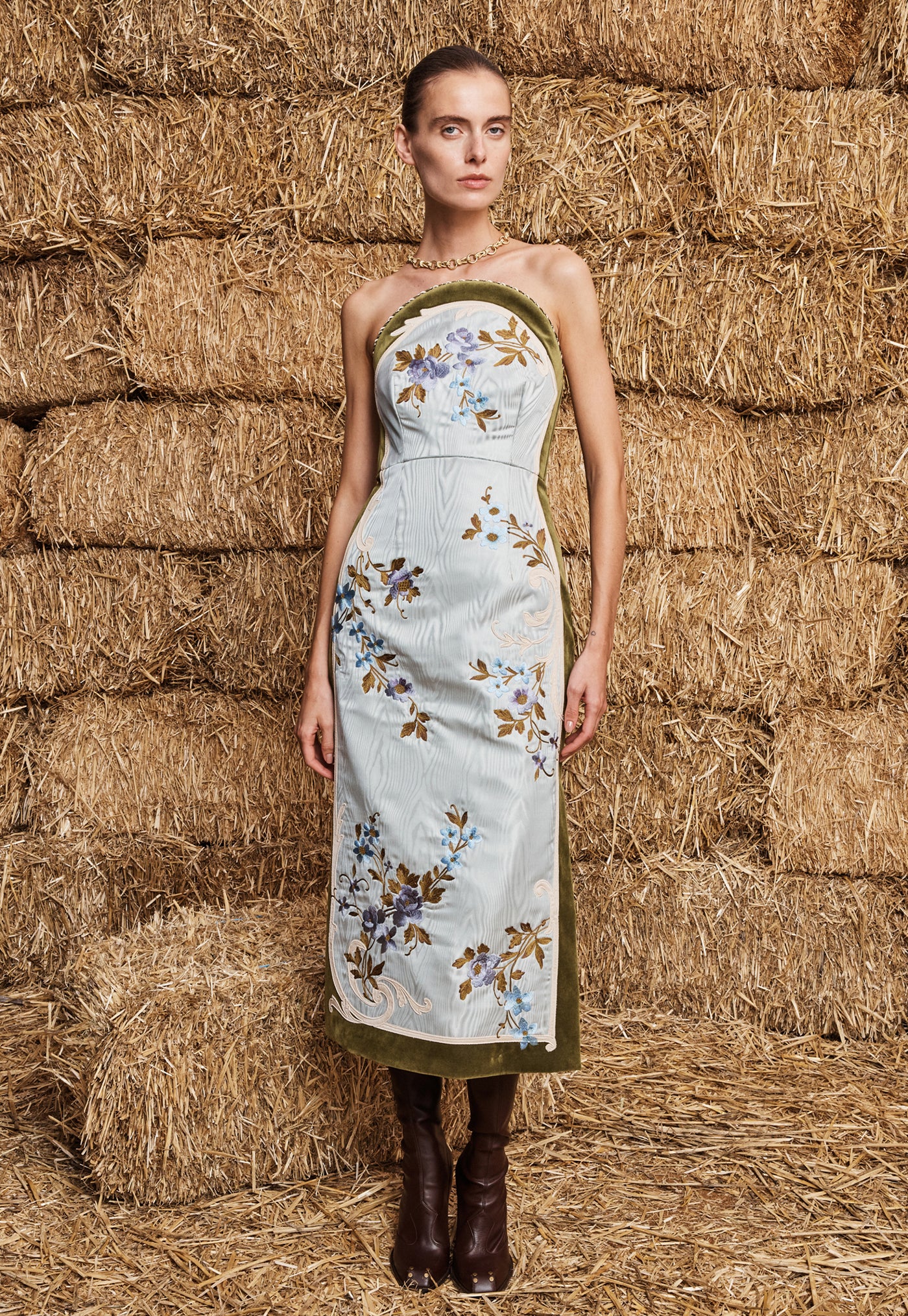 Odessa Embroidered Midi Dress - Multi
