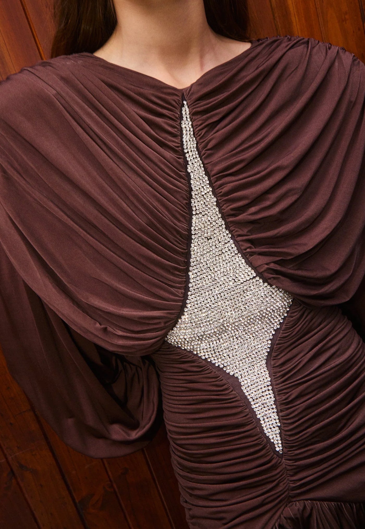 Silvio Ruched Midi Dress - Chocolate