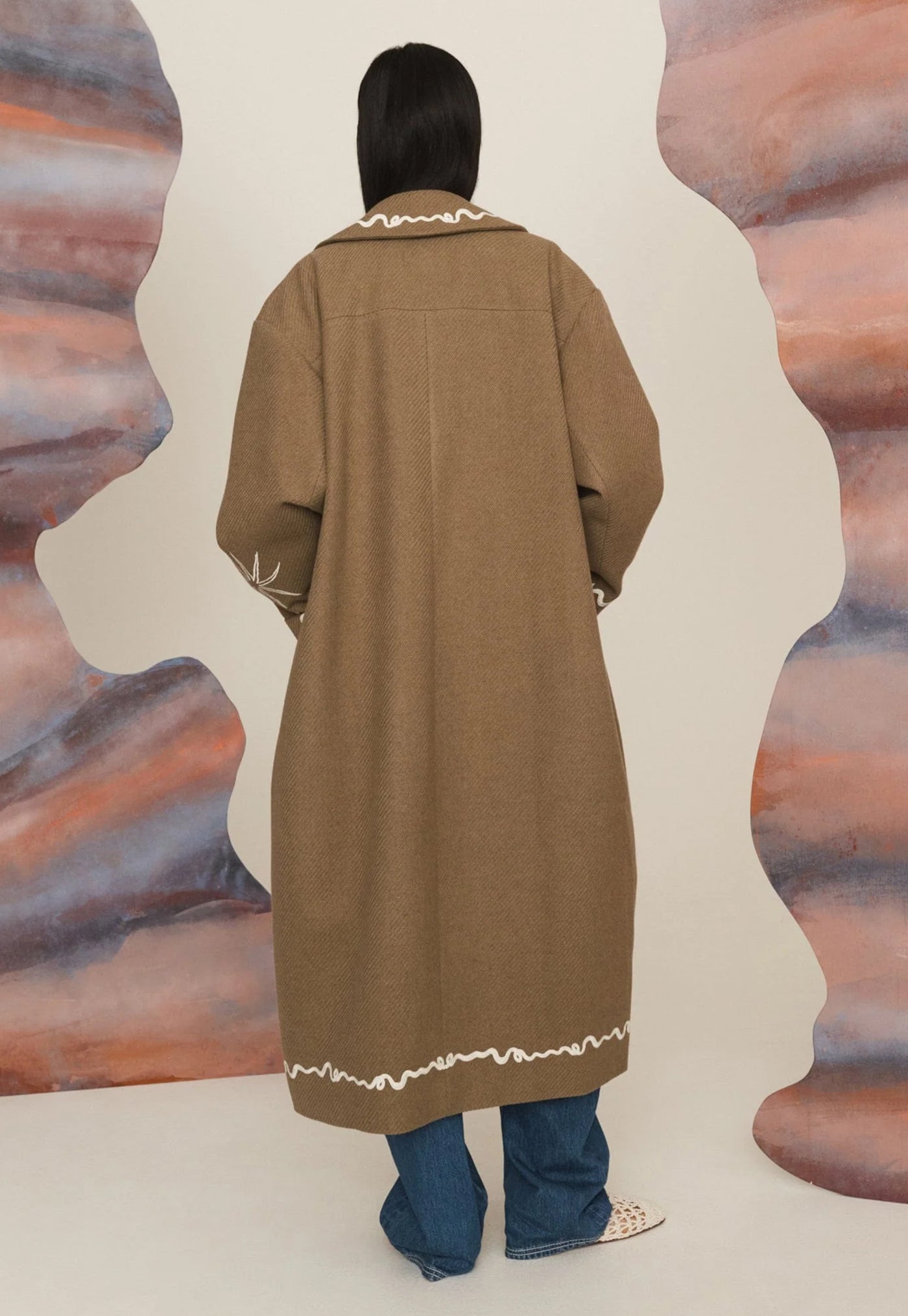 Sammy Embroidered Coat - Olive