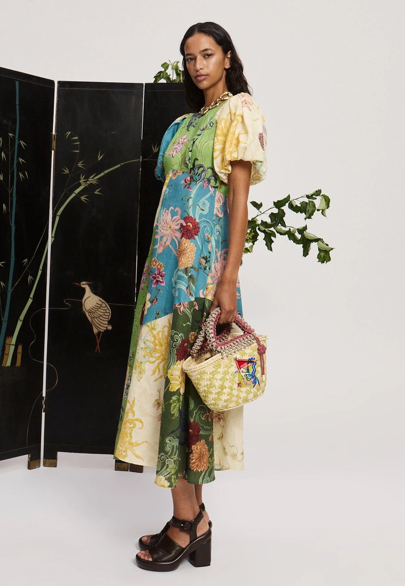 Avery Spliced Midi Dress - Multi