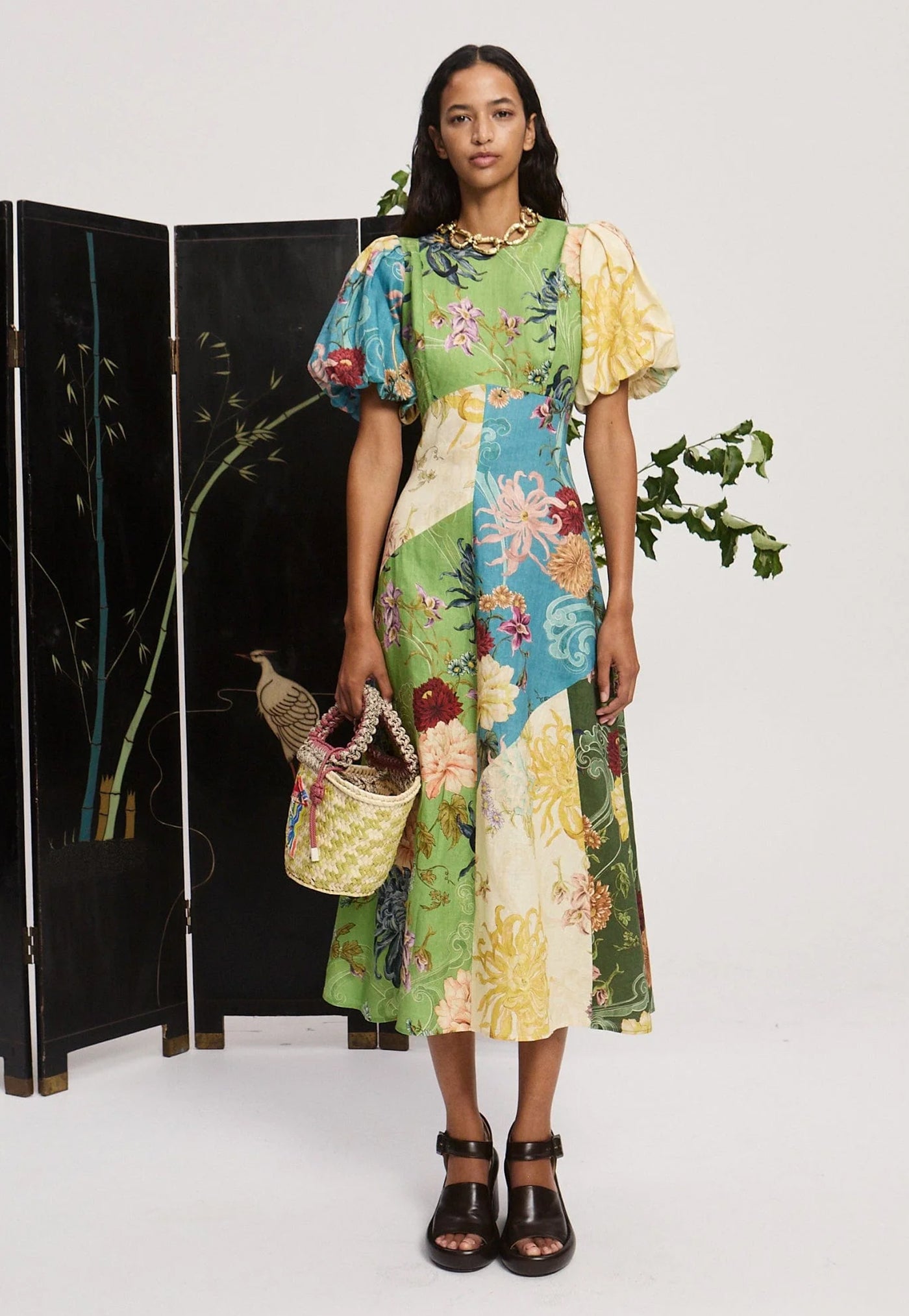 Avery Spliced Midi Dress - Multi