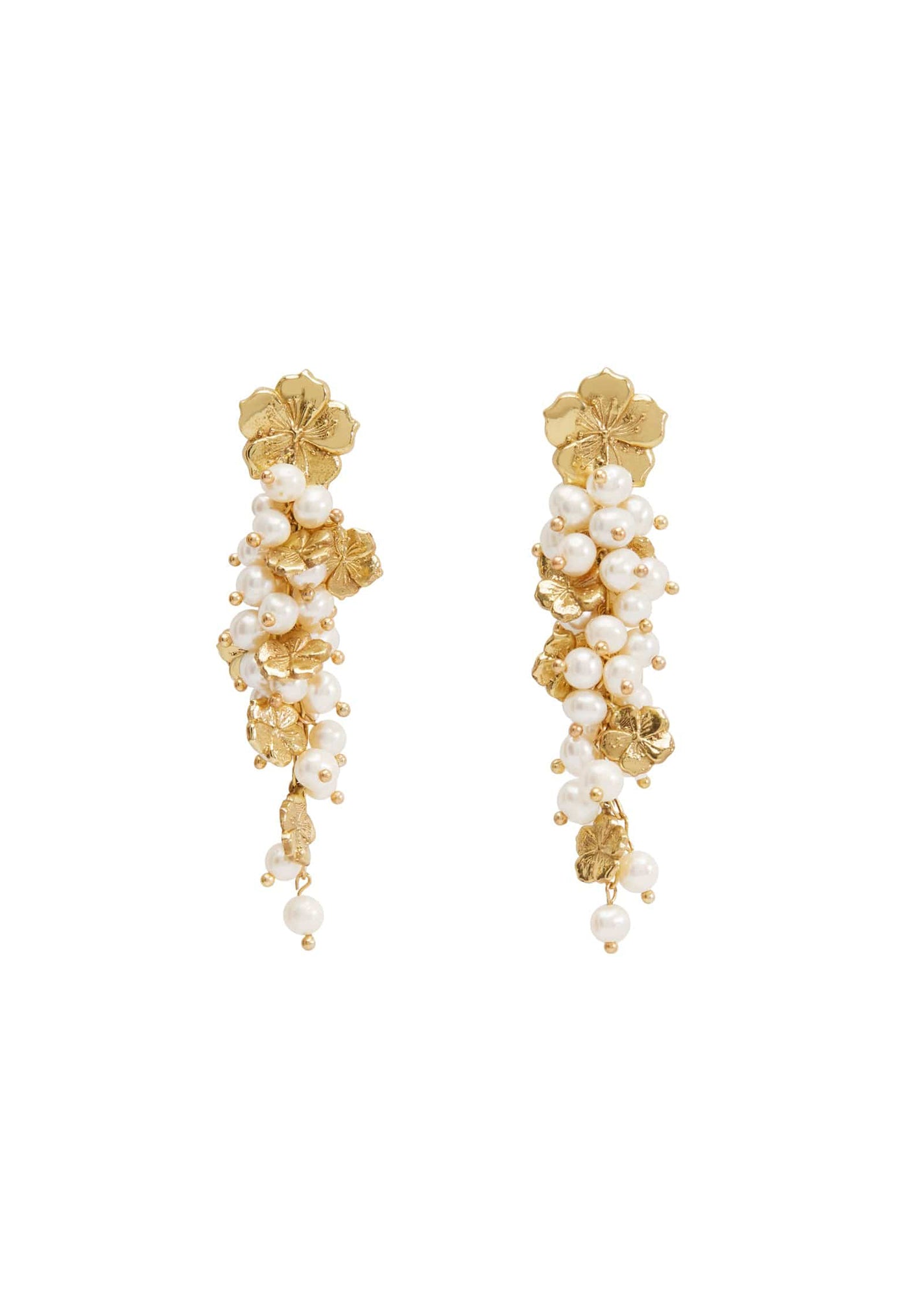 Team Spirit Flower & Pearl Earrings - Gold