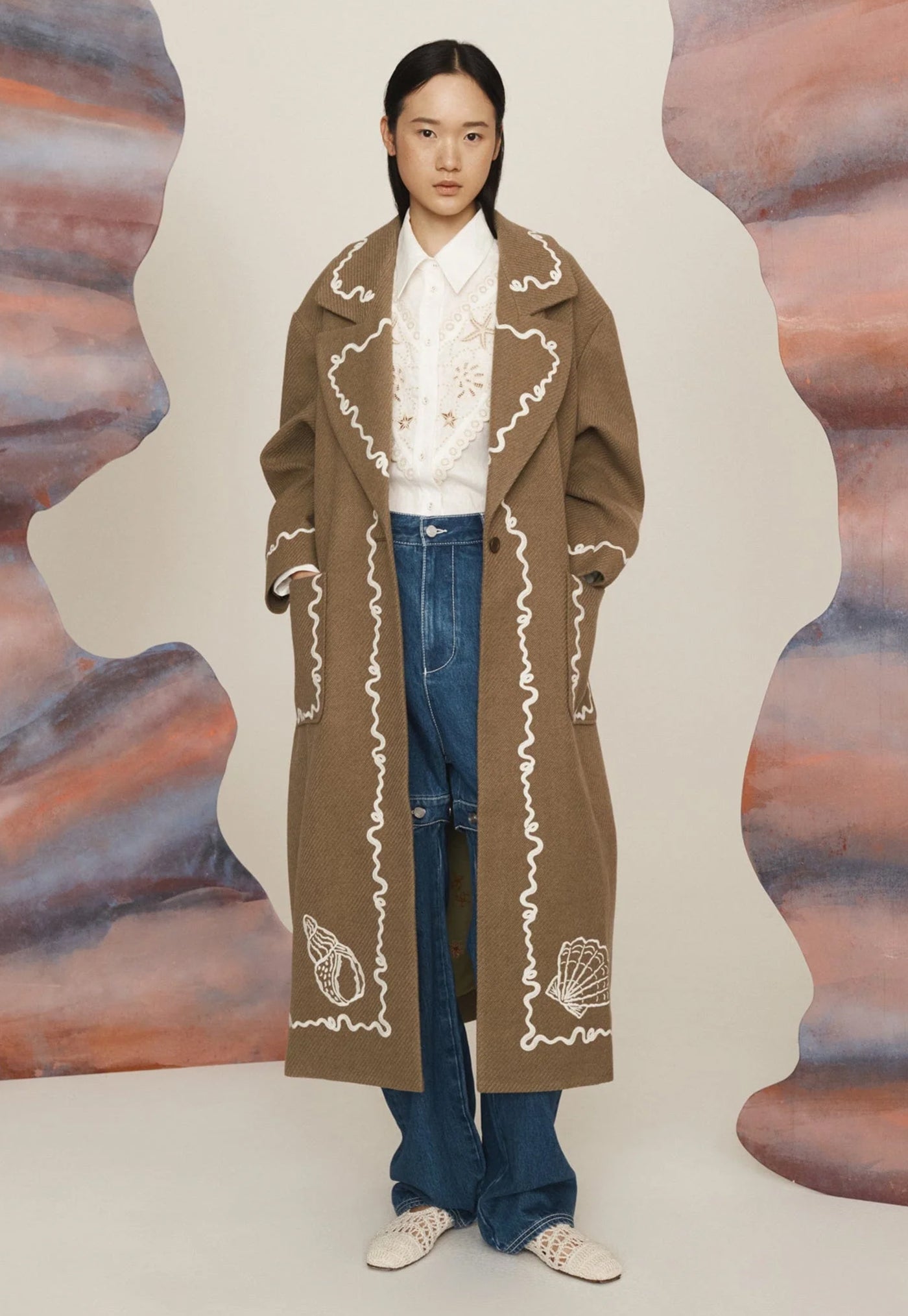 Sammy Embroidered Coat - Olive