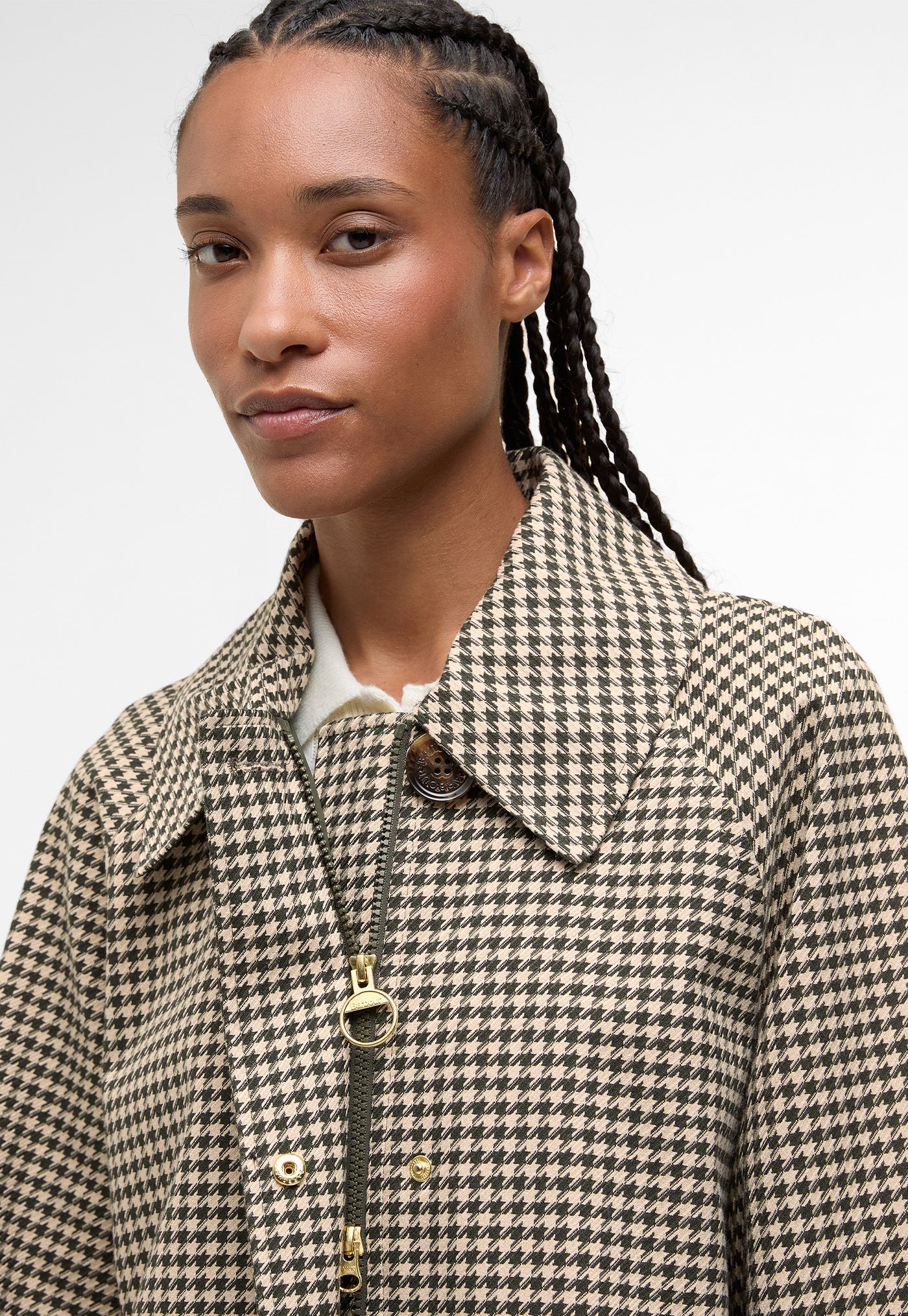 Kennedy Check Showerproof Jacket - Sage Houndstooth/Mist