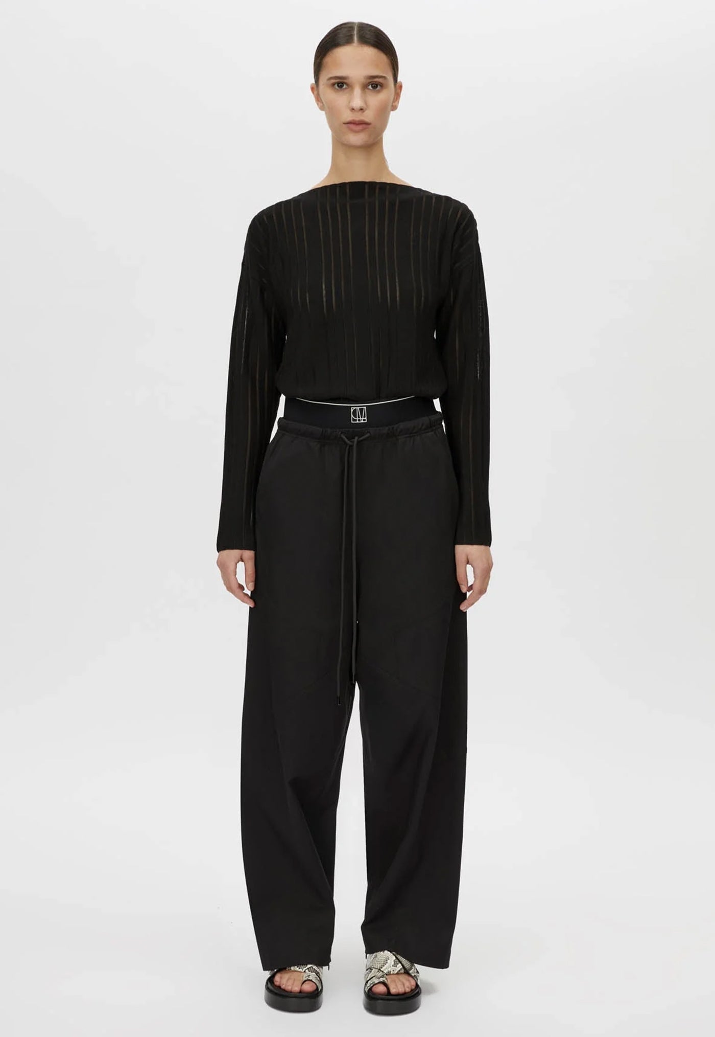 Cella Monogram Elastic Pant - Black