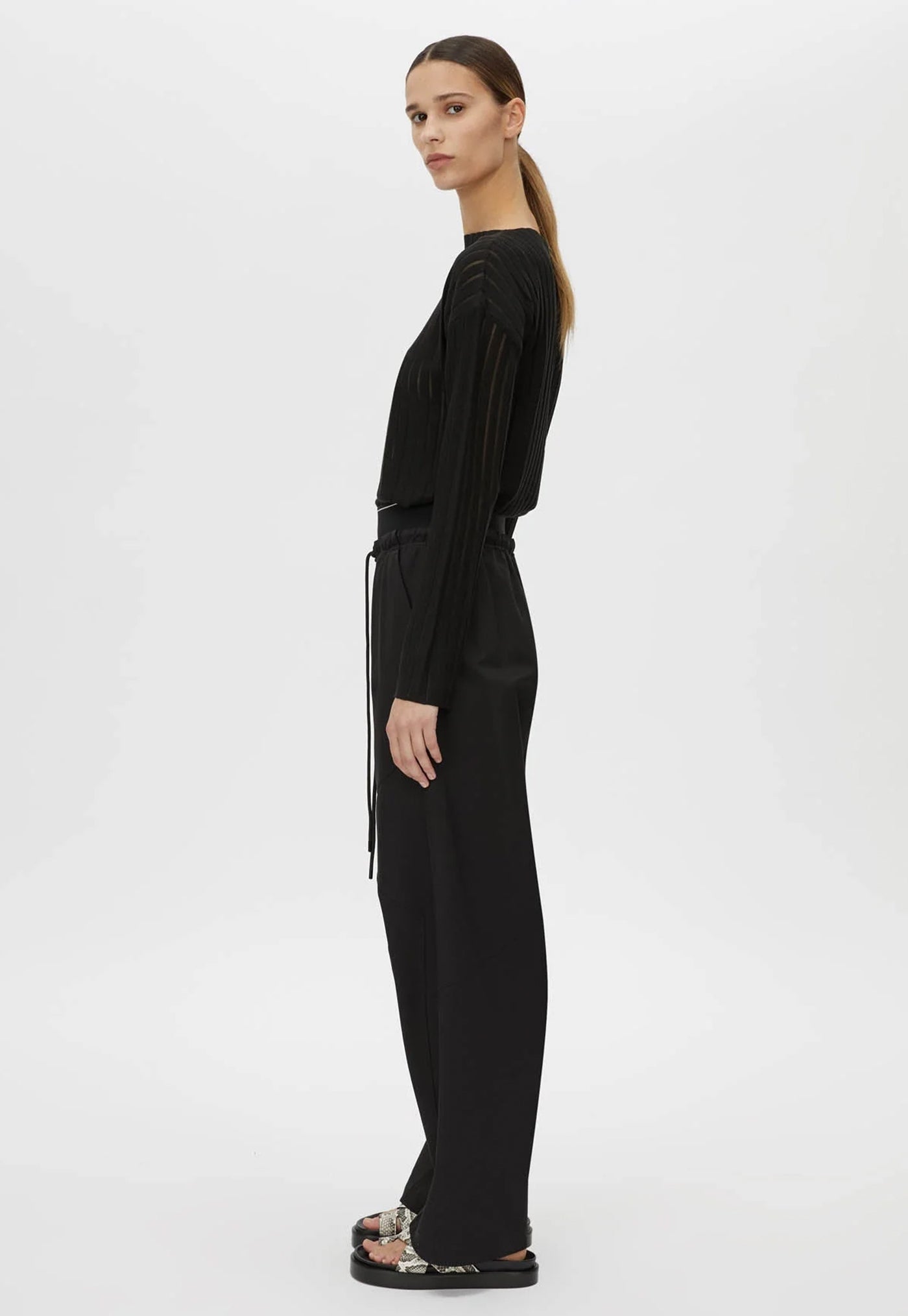 Cella Monogram Elastic Pant - Black