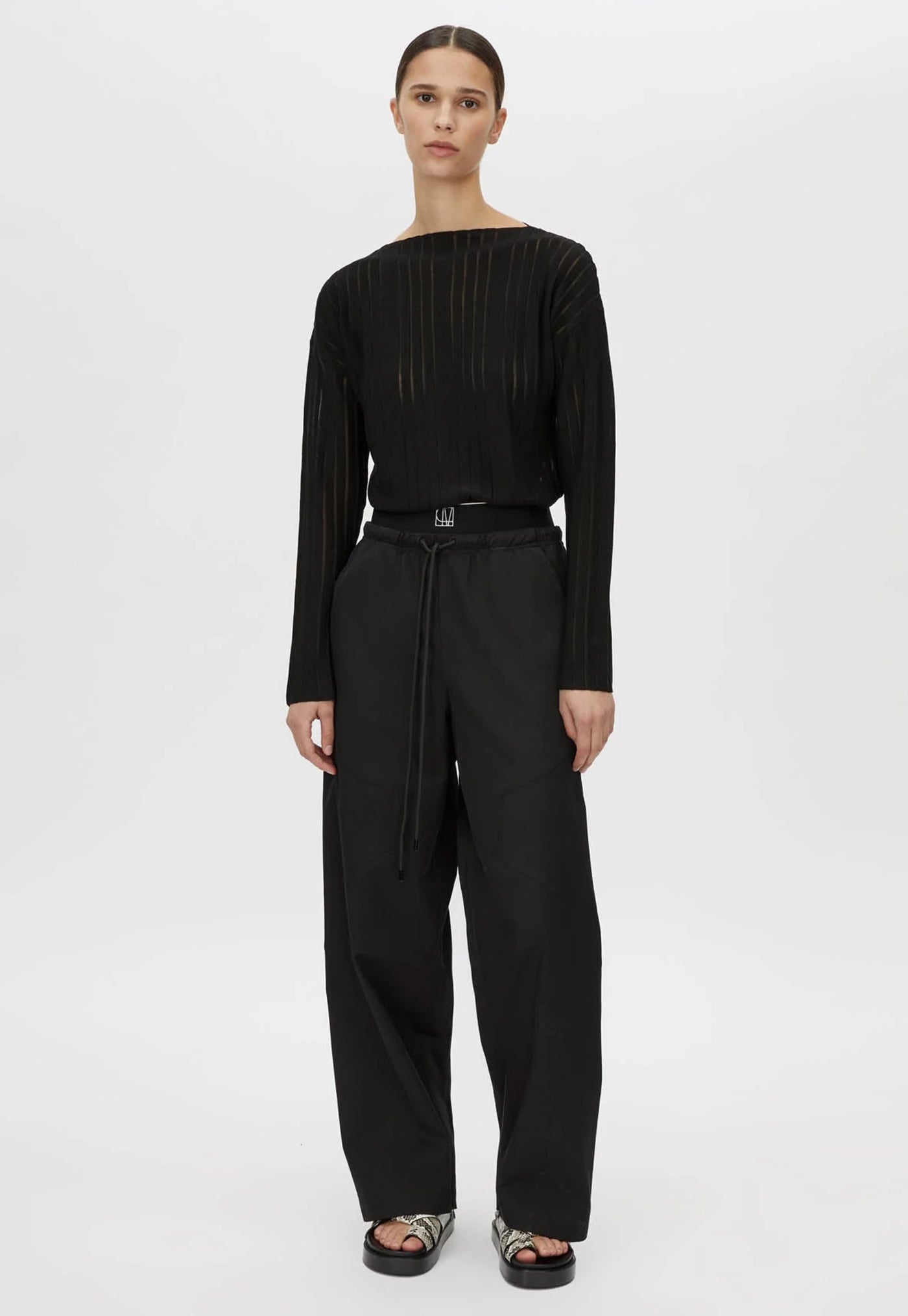 Cella Monogram Elastic Pant - Black