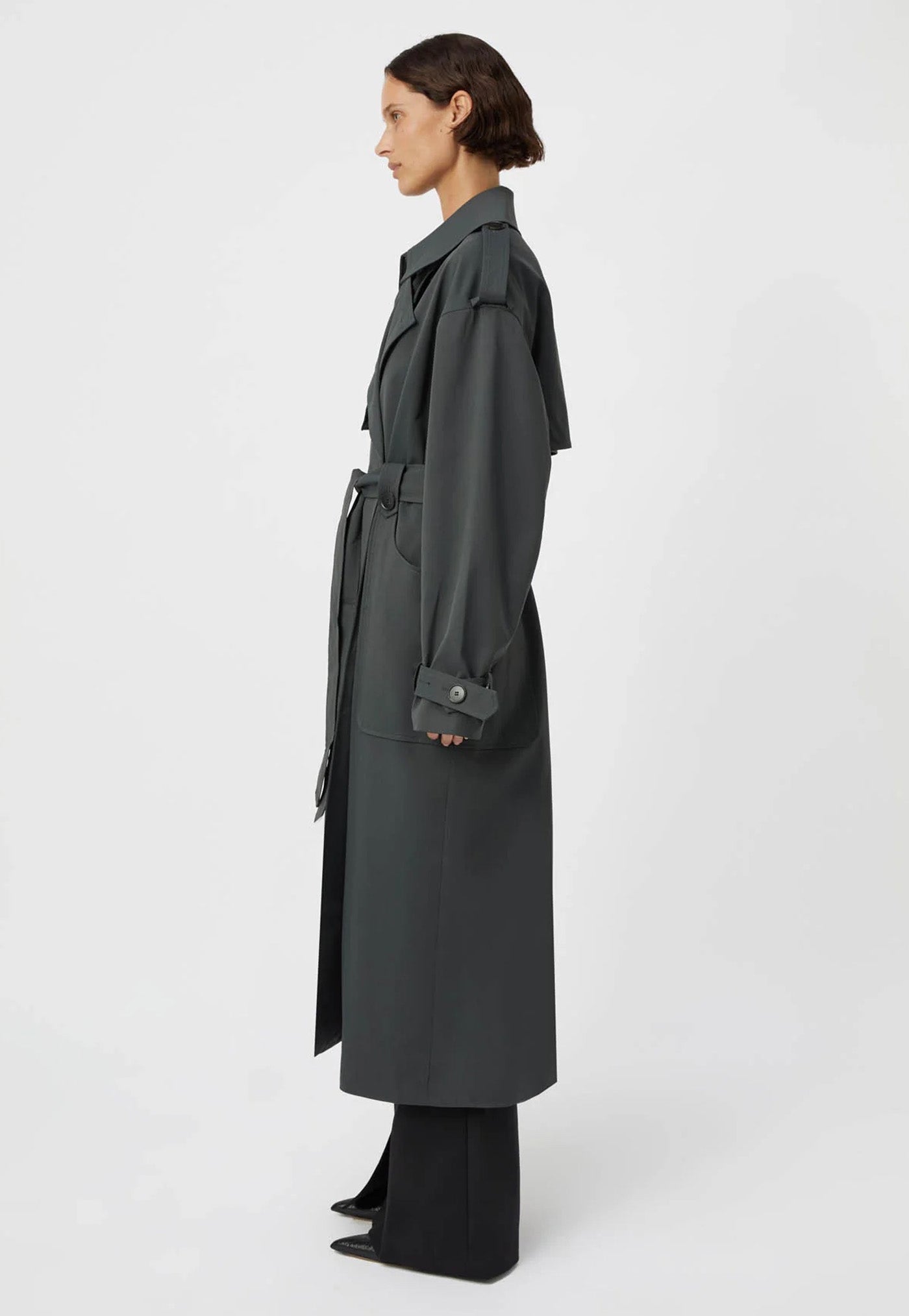 Reyes Trench Coat - Charcoal sold by Angel Divine