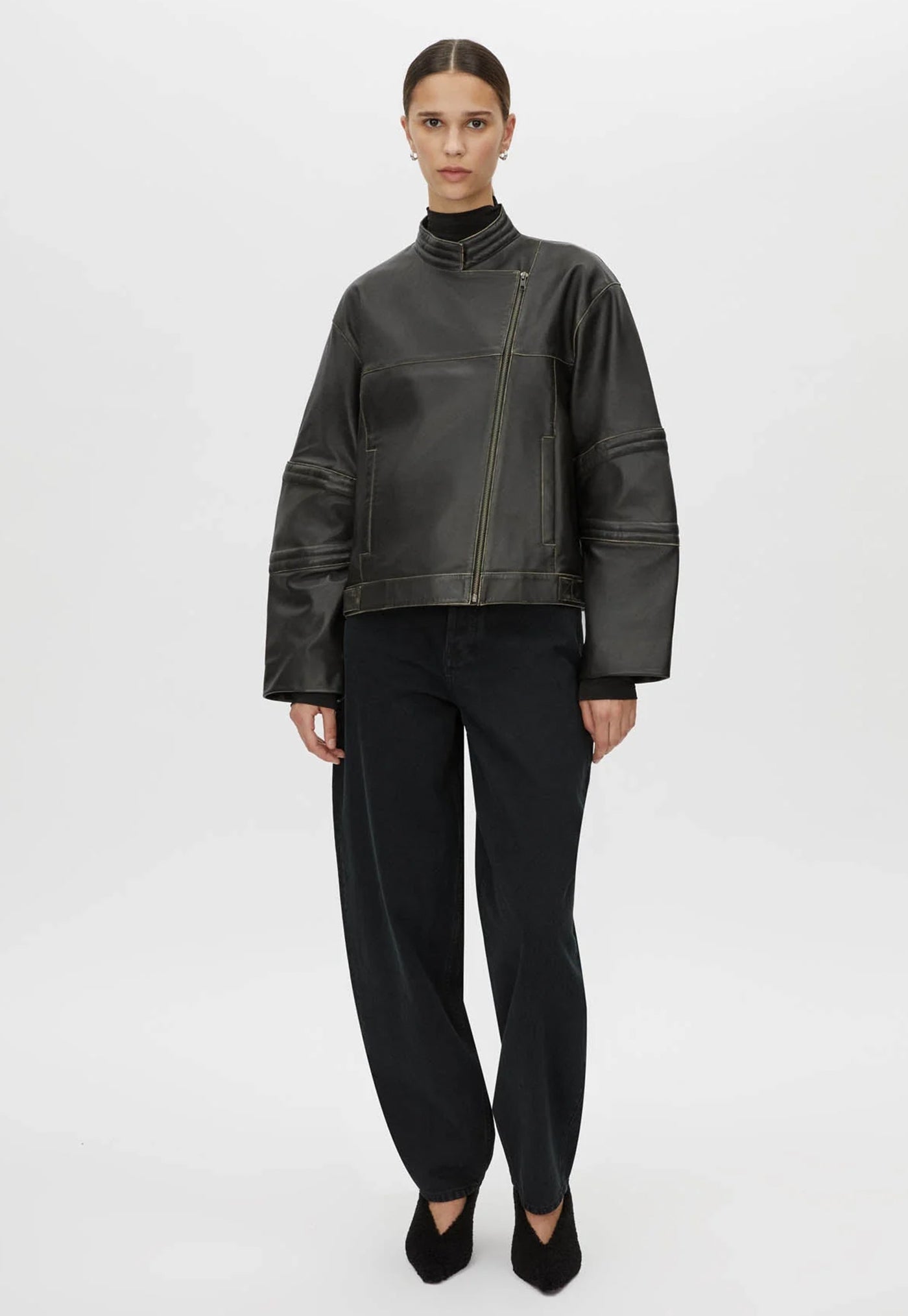 Vertex Leather Jacket - Black
