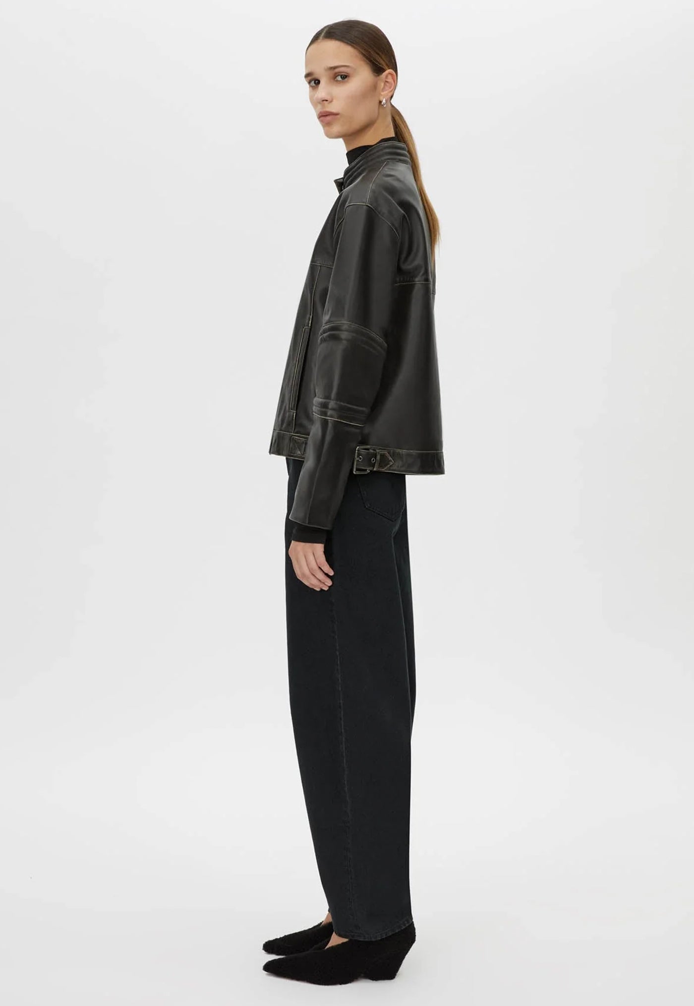 Vertex Leather Jacket - Black