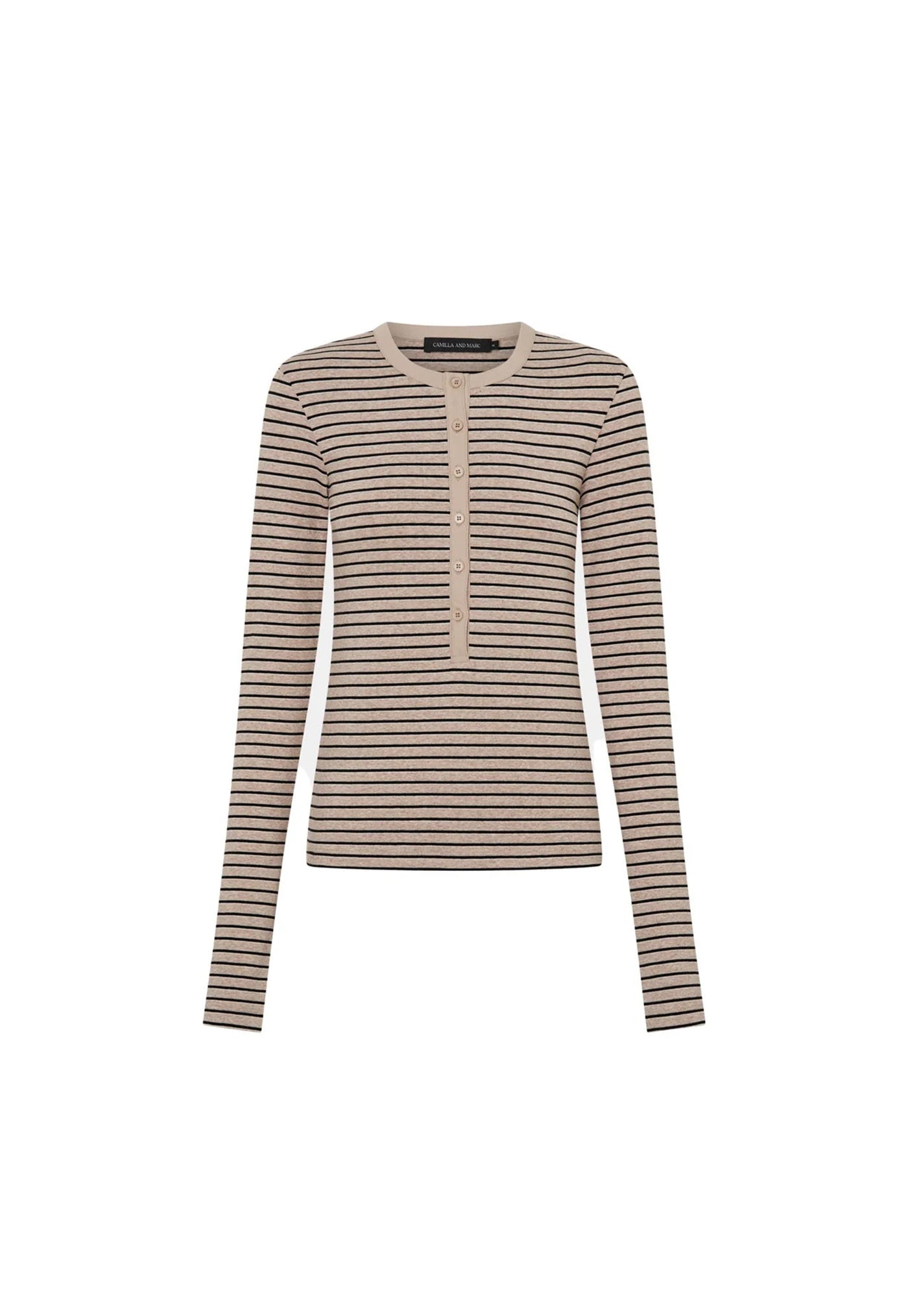 Cassian Button Down Stripe Top - Oatmeal
