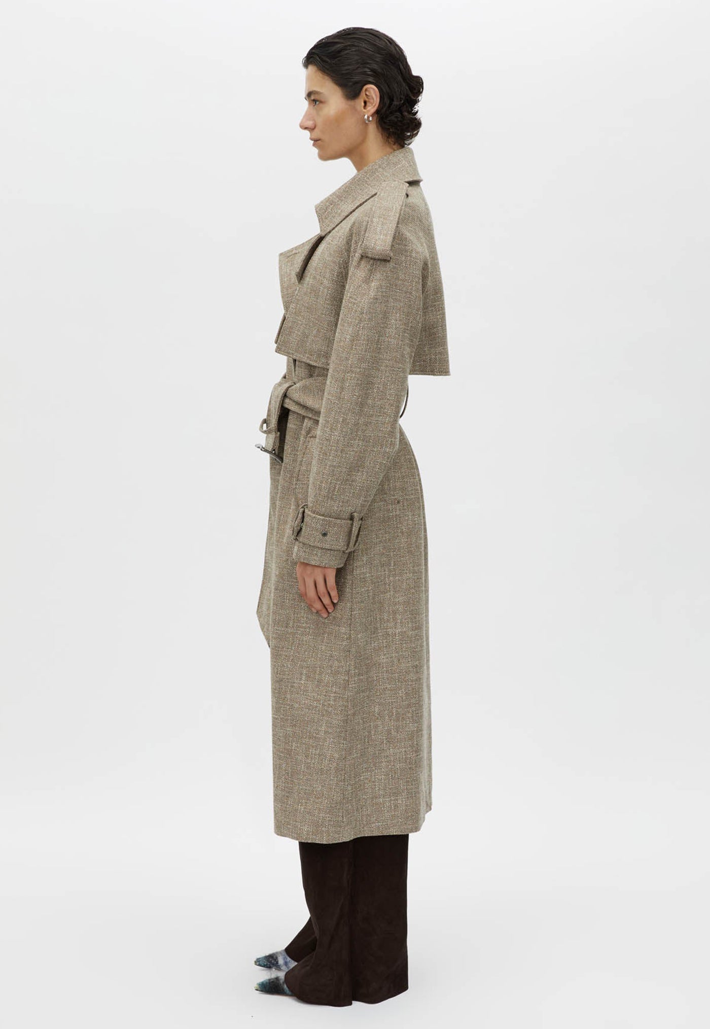 Palazzo Trench Coat - Mottle Brown