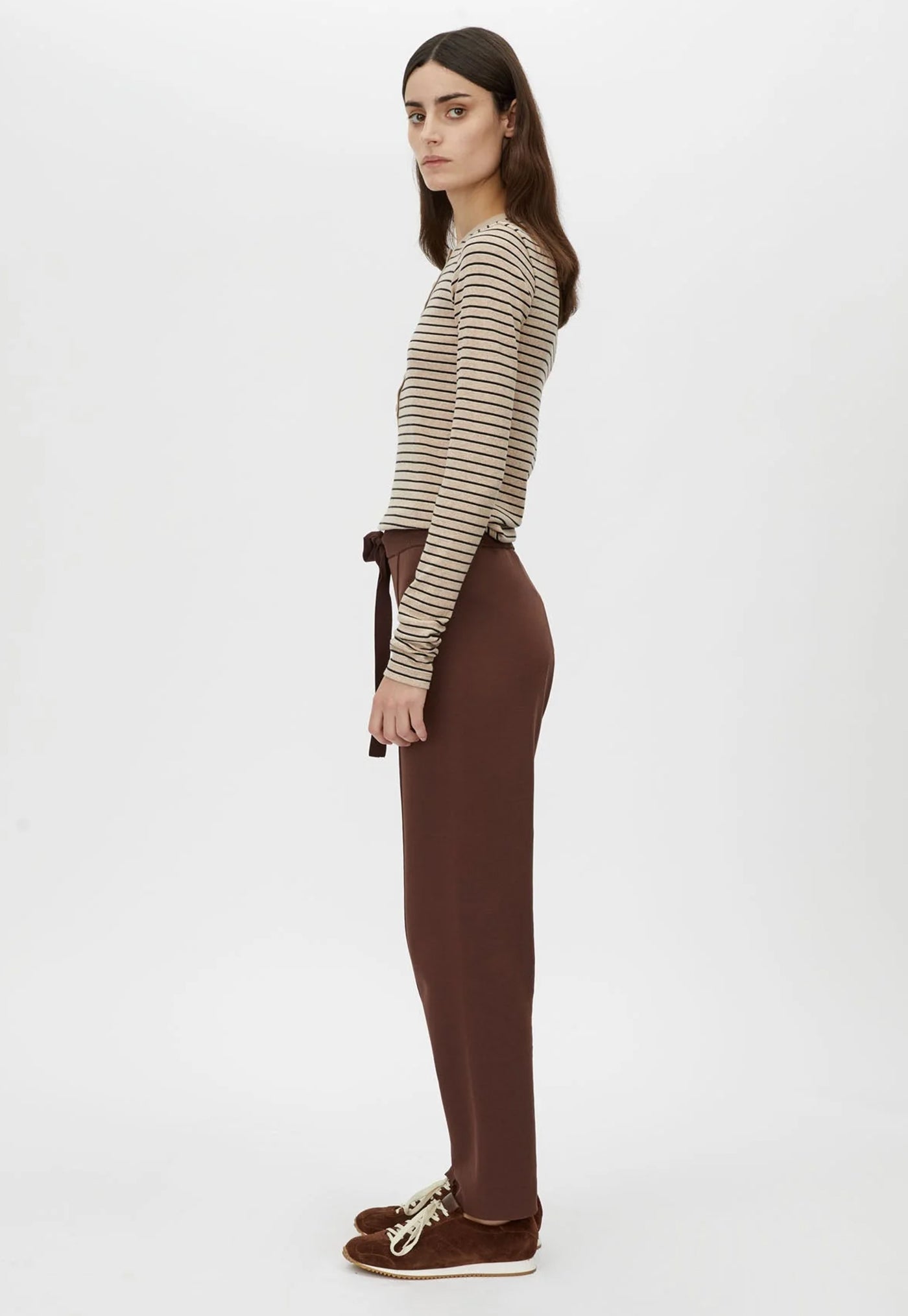 Cassian Button Down Stripe Top - Oatmeal