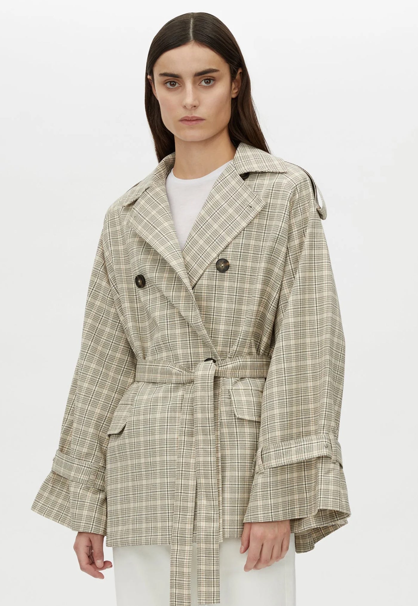 Kinetic Tattersal Trench - Taupe Check