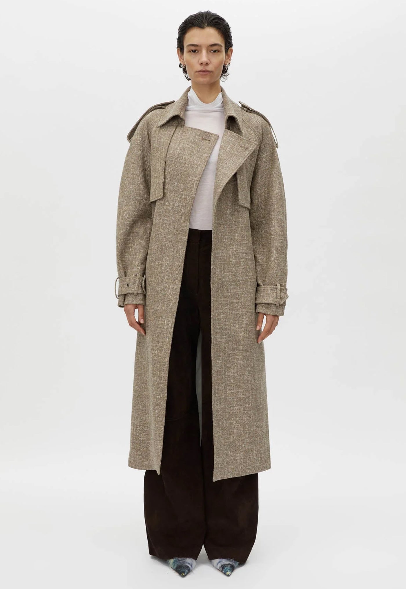 Palazzo Trench Coat - Mottle Brown