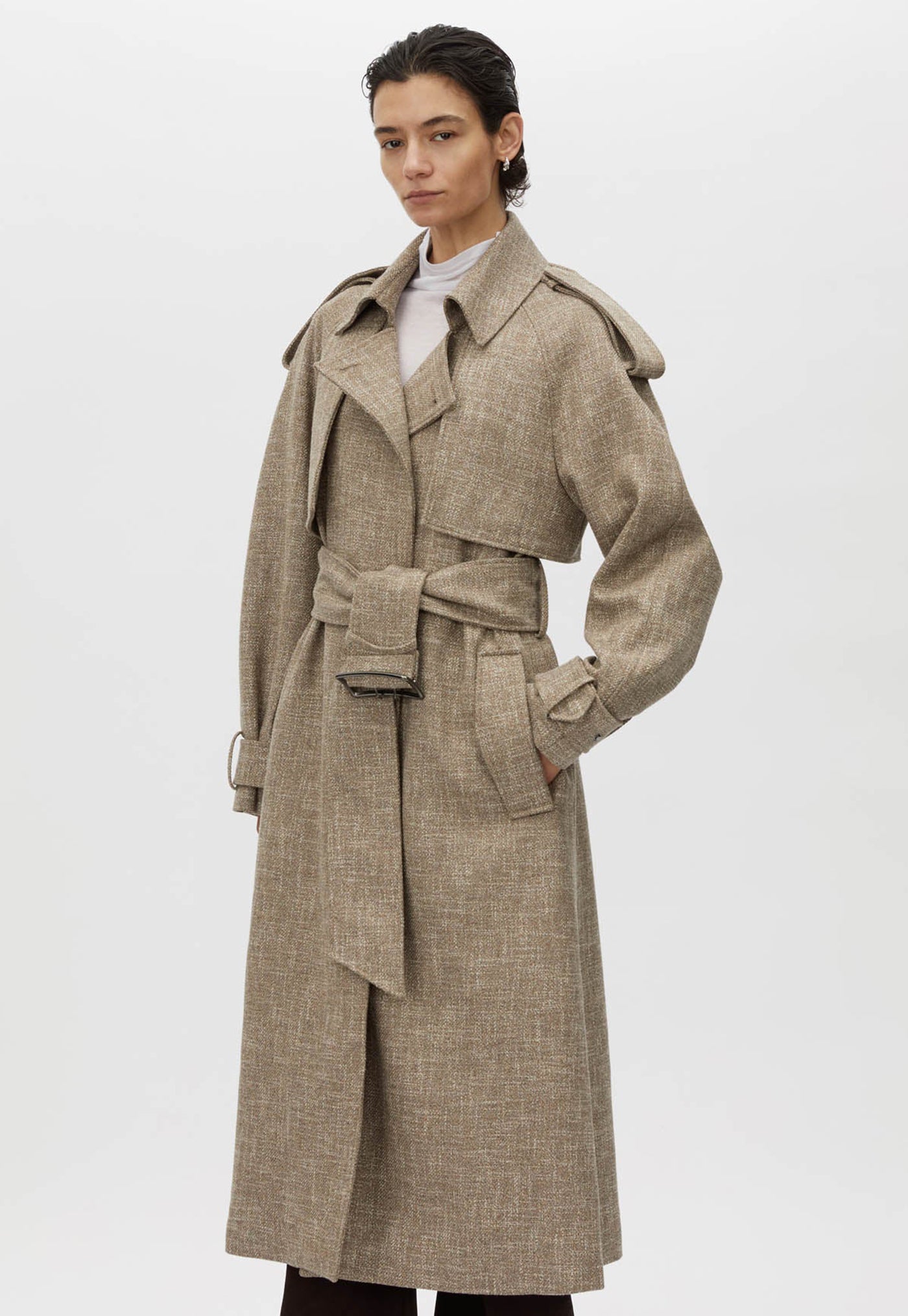 Palazzo Trench Coat - Mottle Brown