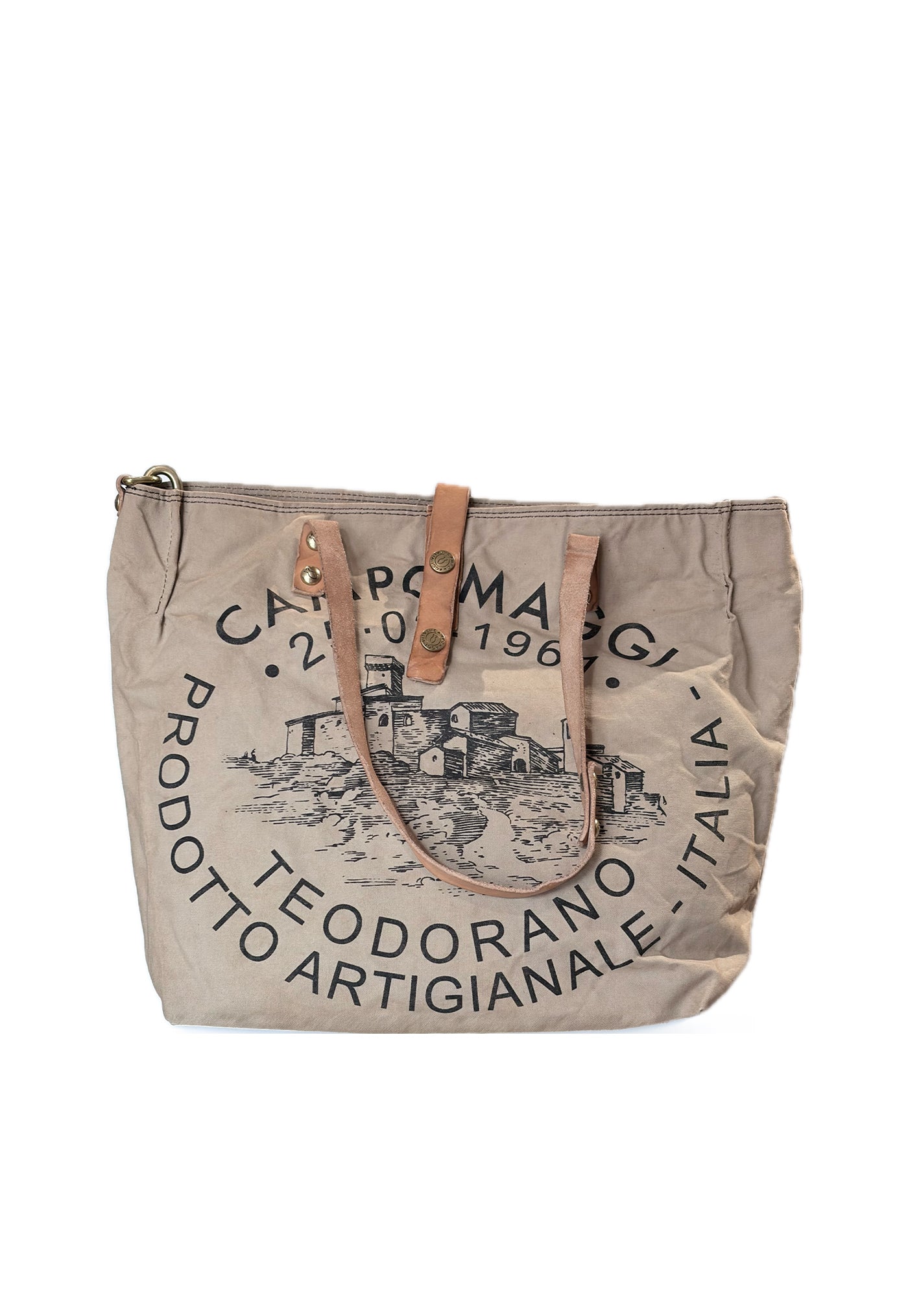 Genziana Fabric Shopping Bag - Hazelnut/Black