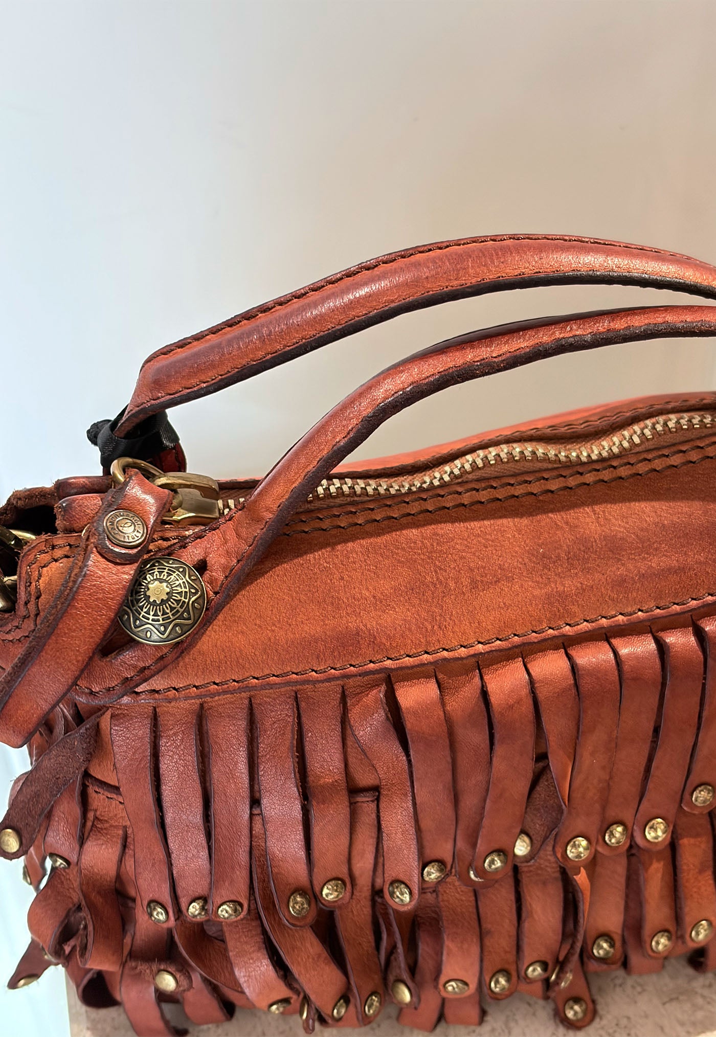 Melissa Fringe Small Shopping Bag - Cognac