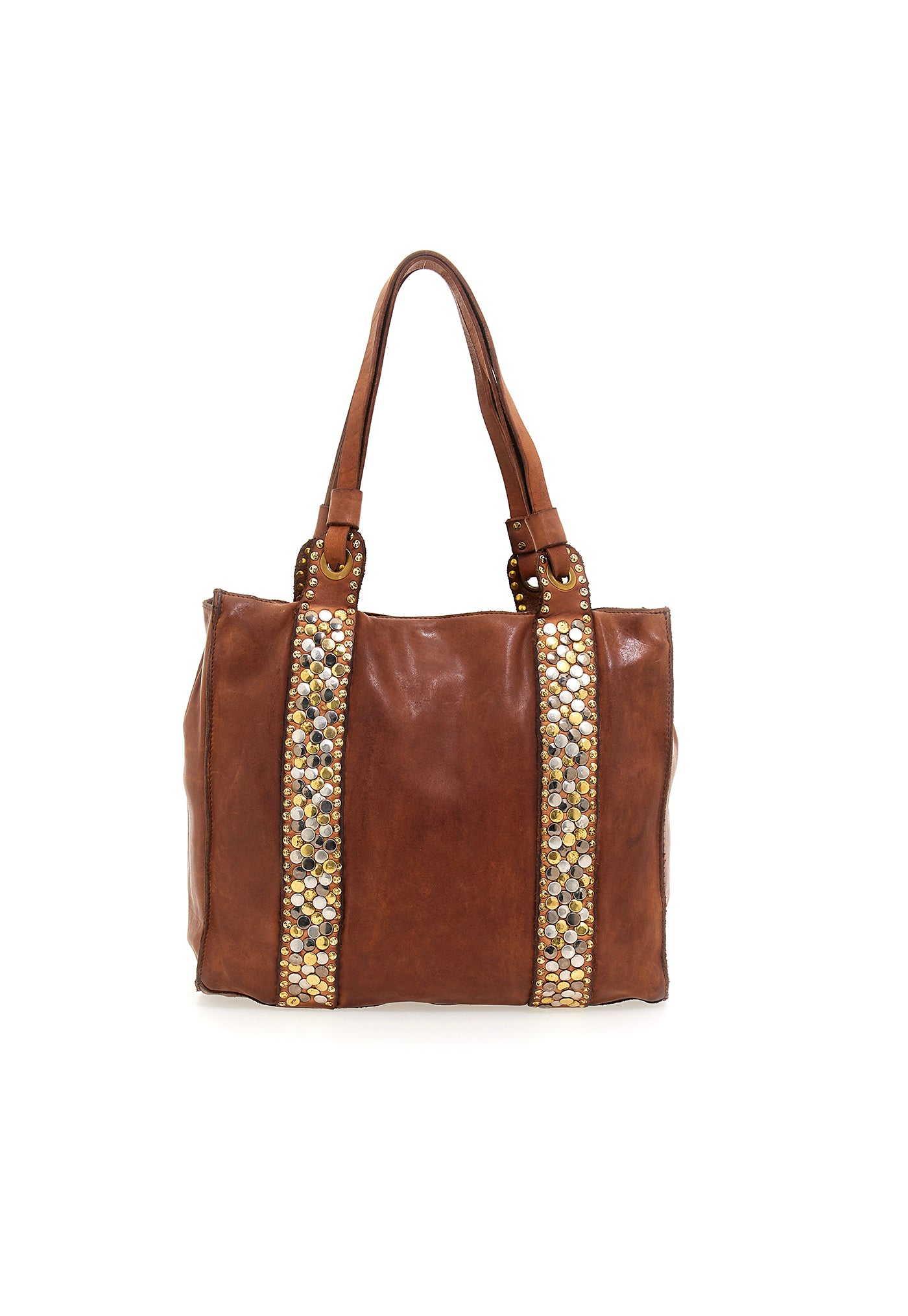 Mix Studs Shopping Bag - Cognac sold by Angel Divine