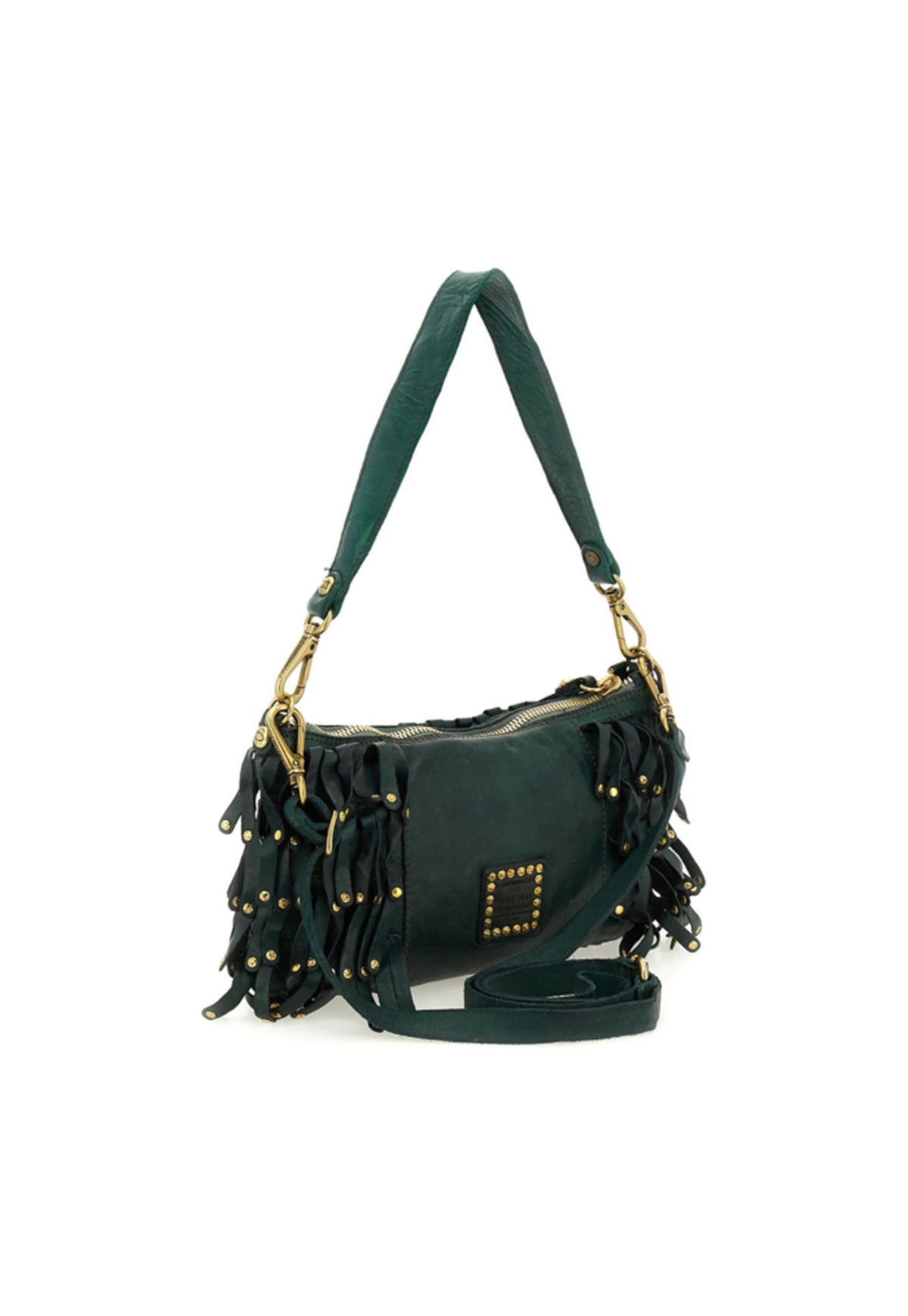 Natalia Fringe Shoulder Bag - Green Bottle