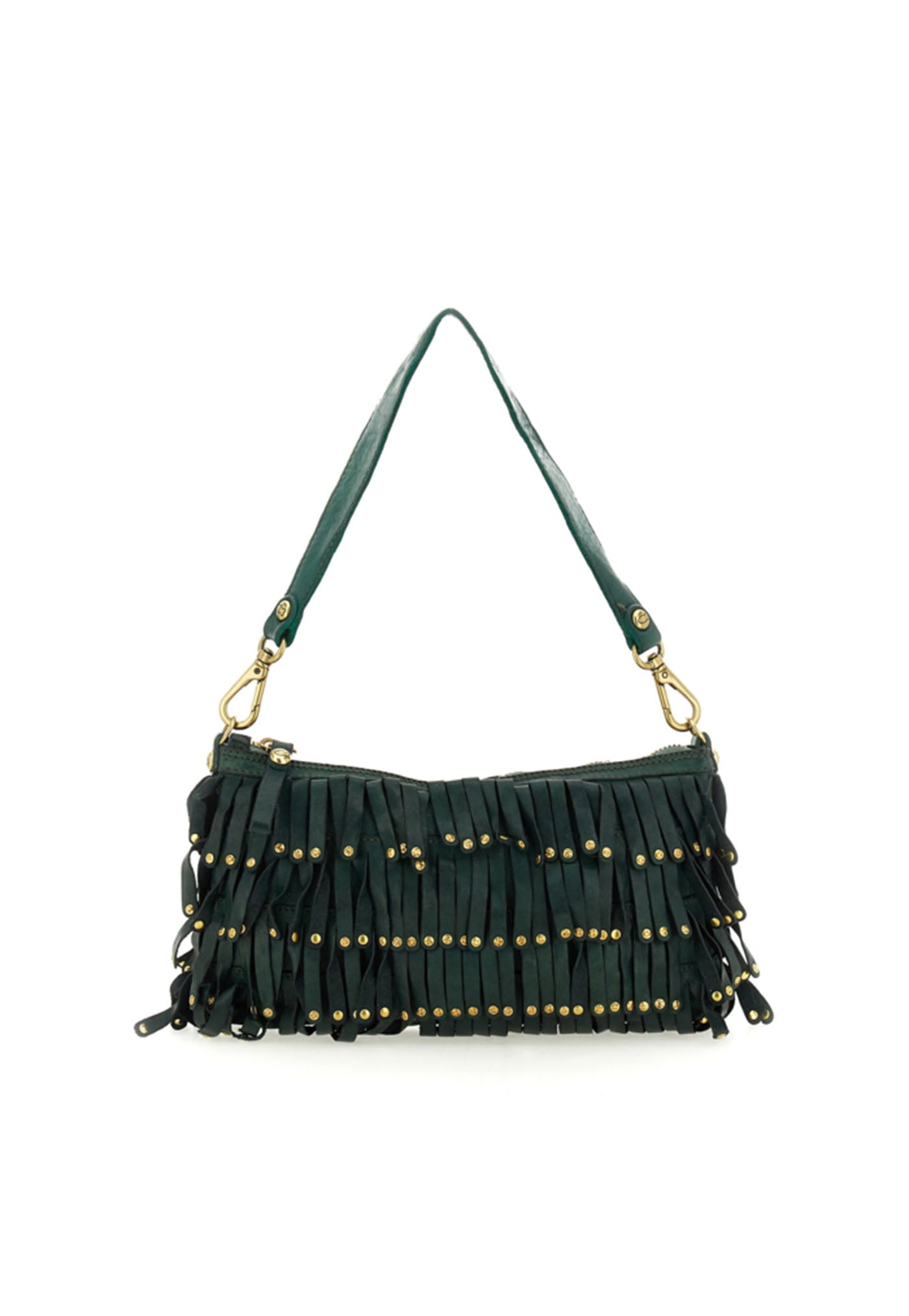 Natalia Fringe Shoulder Bag - Green Bottle