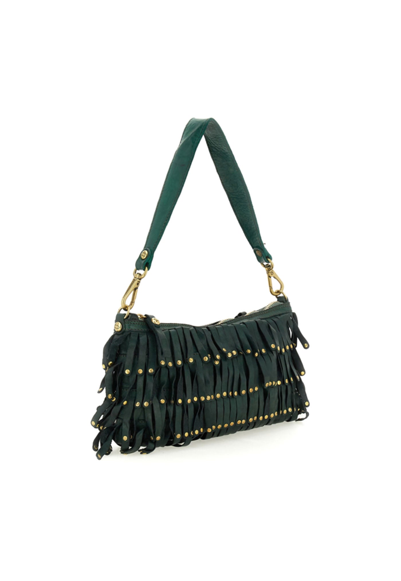 Natalia Fringe Shoulder Bag - Green Bottle